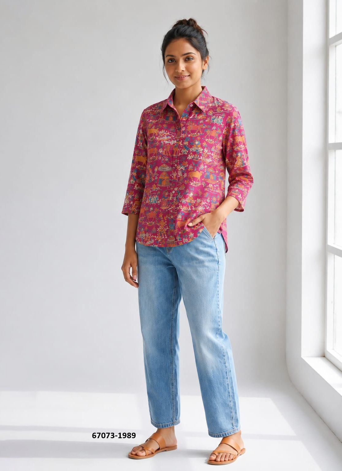 BUTTON DOWN MUL MUL COTTON SHIRTS 1981 - Catalog # 67073 (Set of 10 Readymade Women's Kurtis / Tops) BUTTON DOWN MUL MUL COTTON SHIRTS 1981 - Catalog # 67073 (Set of 10 Readymade Women's Kurtis / Tops)
