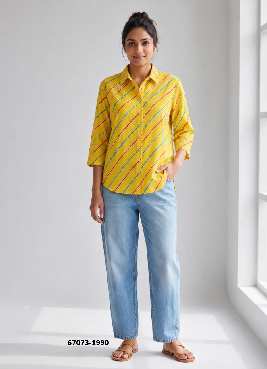 BUTTON DOWN MUL MUL COTTON SHIRTS 1981 - Catalog # 67073 (Set of 10 Readymade Women's Kurtis / Tops) BUTTON DOWN MUL MUL COTTON SHIRTS 1981 - Catalog # 67073 (Set of 10 Readymade Women's Kurtis / Tops)