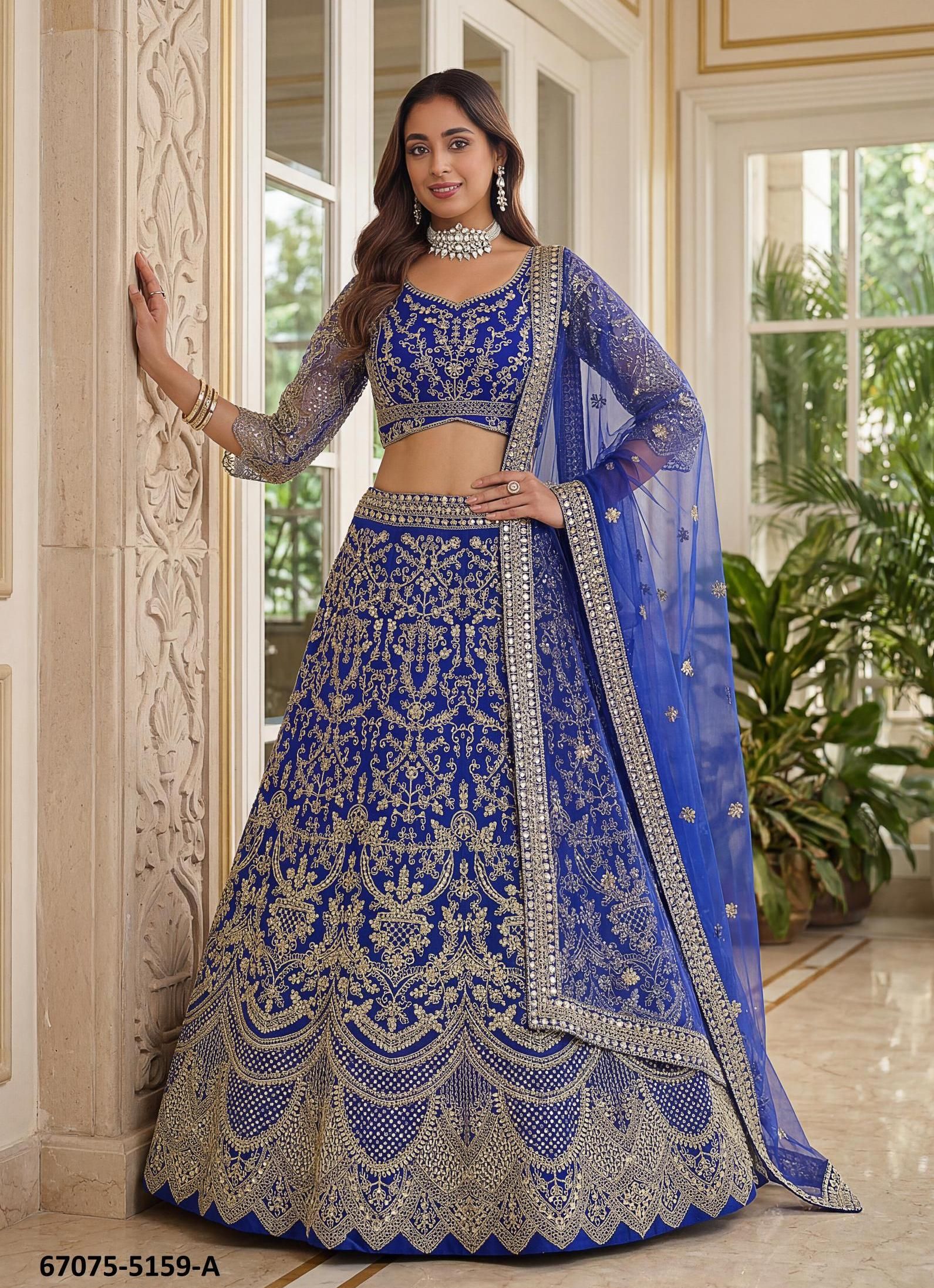 DESIGN 5159 - Catalog # 67075 (Set of 3 Semi-Stitched Lehengas) DESIGN 5159 - Catalog # 67075 (Set of 3 Semi-Stitched Lehengas)