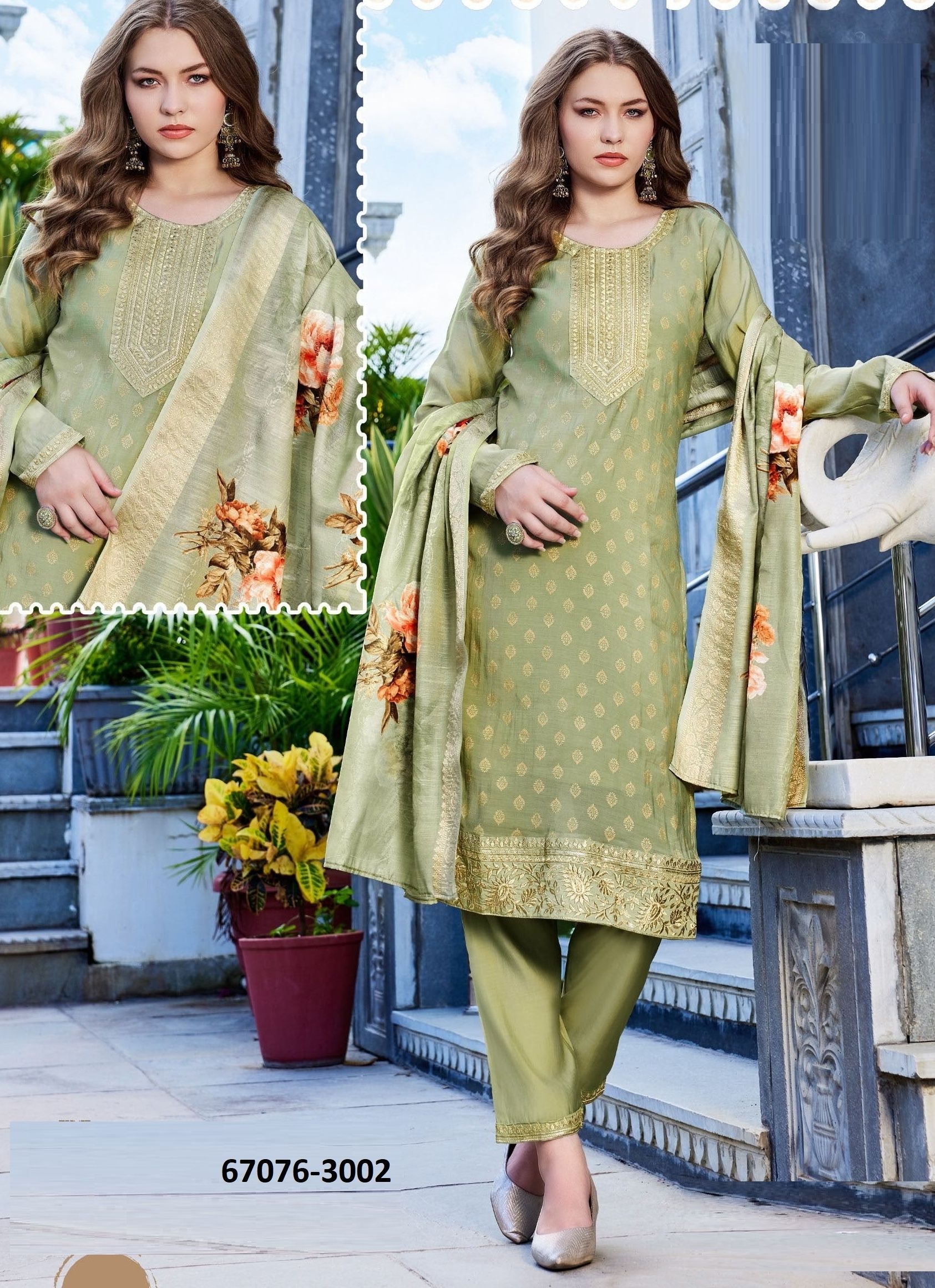 SHALIMAR PLUS SIZE - Catalog # 67076 (Set of 20 SIZE-SETS [Readymade Salwar Suits])