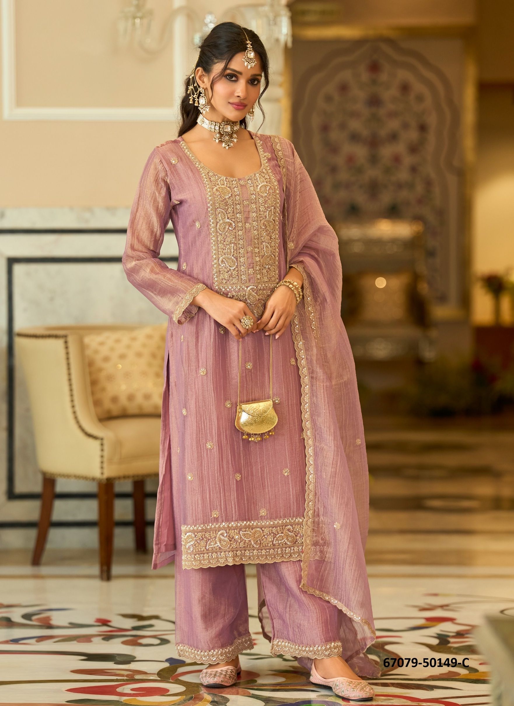 DESIGN 50149-B-C - Catalog # 67079 (Set of 4 SIZE-SETS [Readymade Salwar Suits])