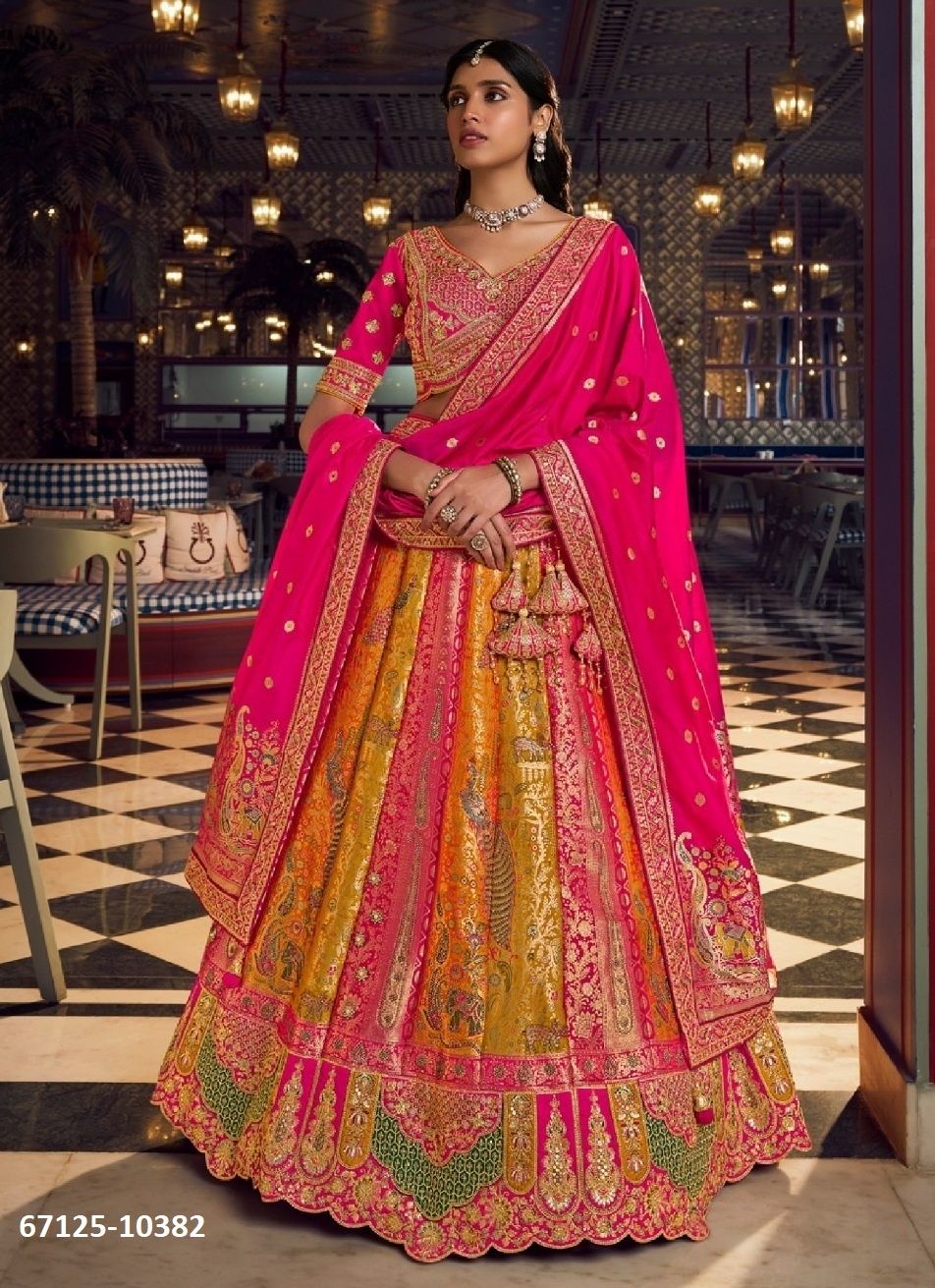 VRIDAVAN 73 - Catalog # 67125 (Set of 6 Semi-Stitched Lehengas)
