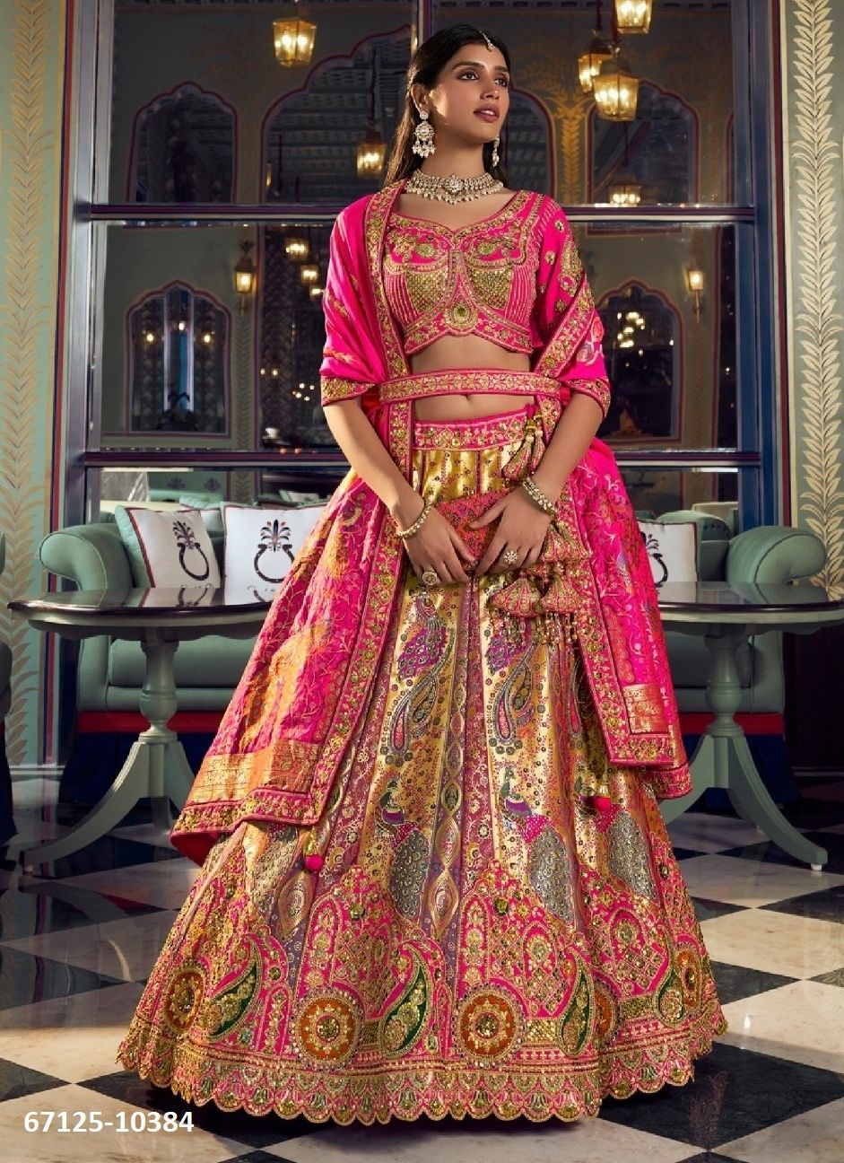 VRIDAVAN 73 - Catalog # 67125 (Set of 6 Semi-Stitched Lehengas)
