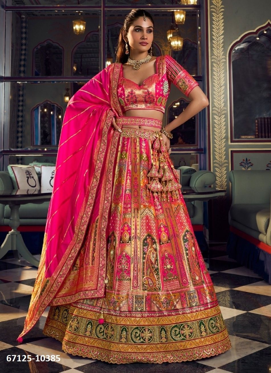 VRIDAVAN 73 - Catalog # 67125 (Set of 6 Semi-Stitched Lehengas)
