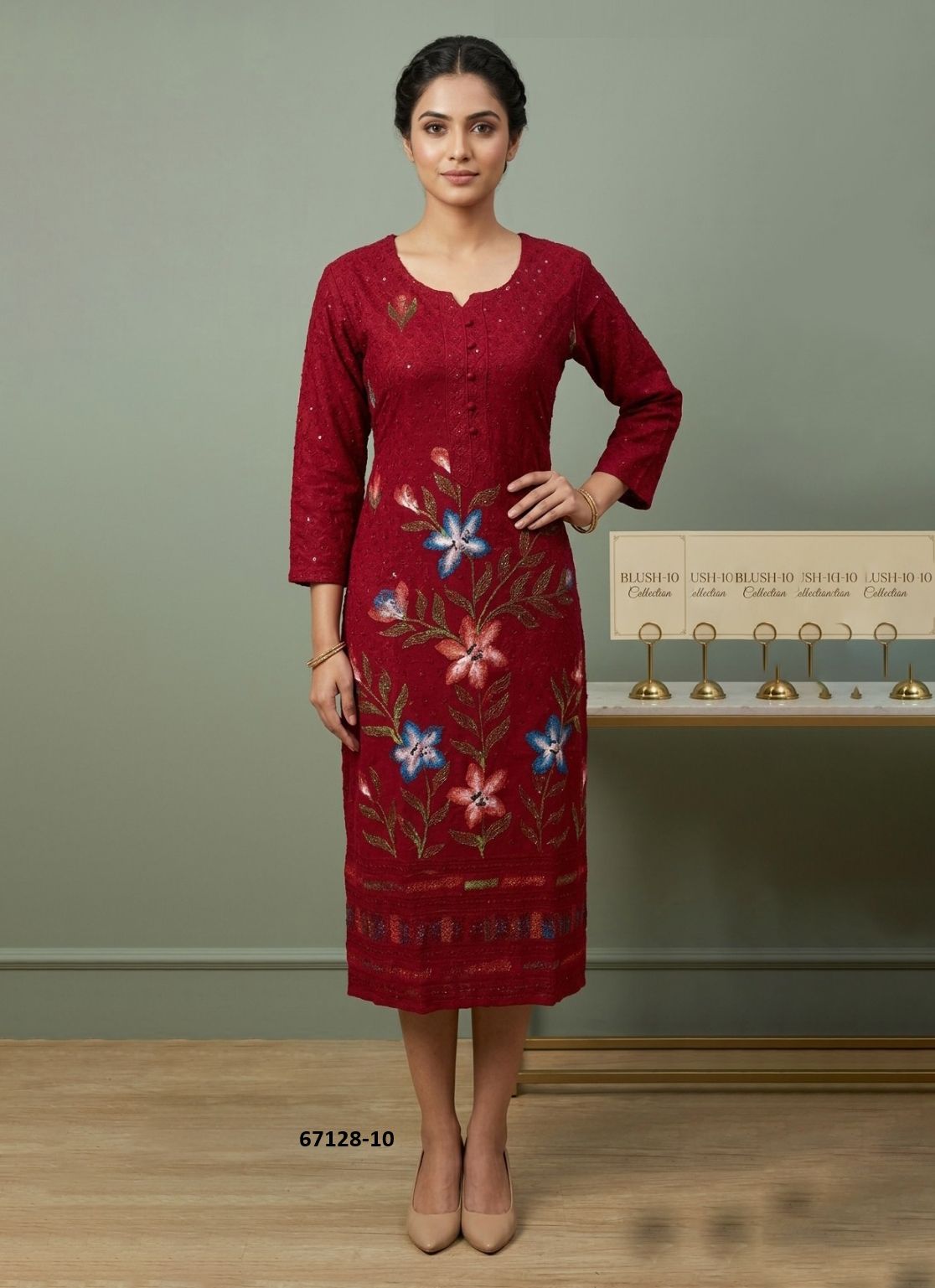 BLUSH - Catalog # 67128 (Set of 4 SIZE-SETS [Readymade Women's Kurtis / Tops])