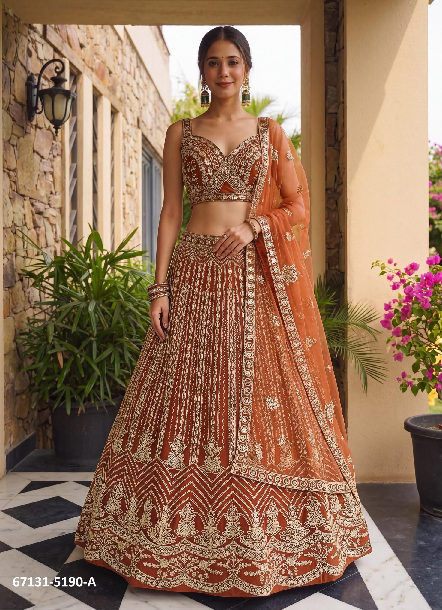 DESIGN 5190 - Catalog # 67131 (Set of 2 Semi-Stitched Lehengas) DESIGN 5190 - Catalog # 67131 (Set of 2 Semi-Stitched Lehengas)