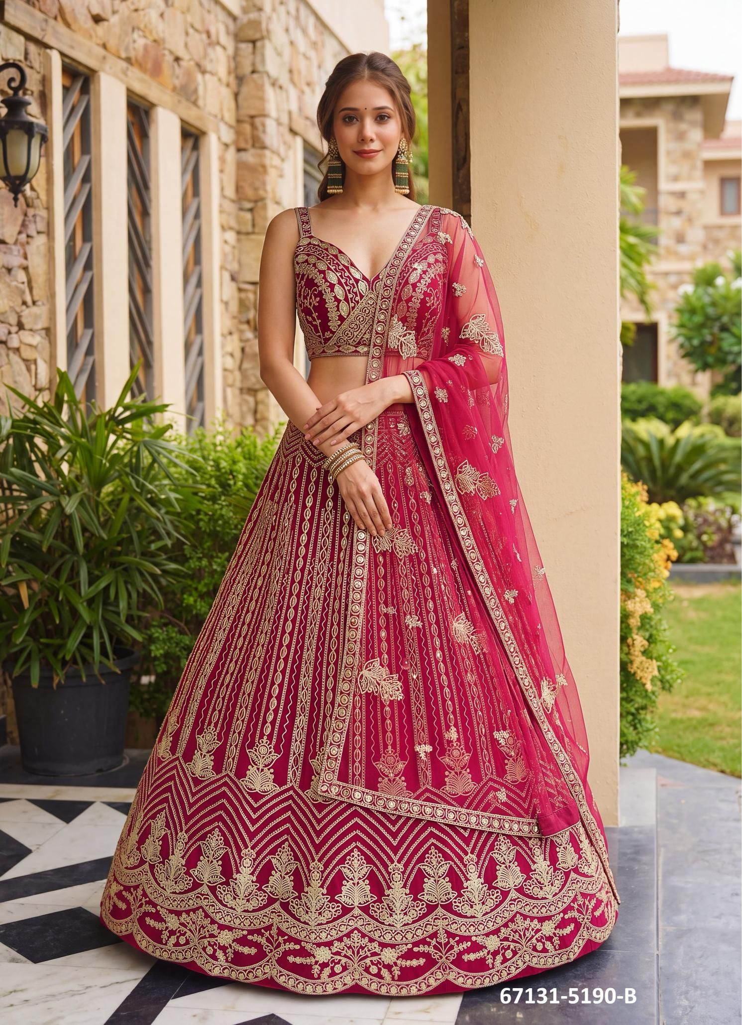 DESIGN 5190 - Catalog # 67131 (Set of 2 Semi-Stitched Lehengas) DESIGN 5190 - Catalog # 67131 (Set of 2 Semi-Stitched Lehengas)