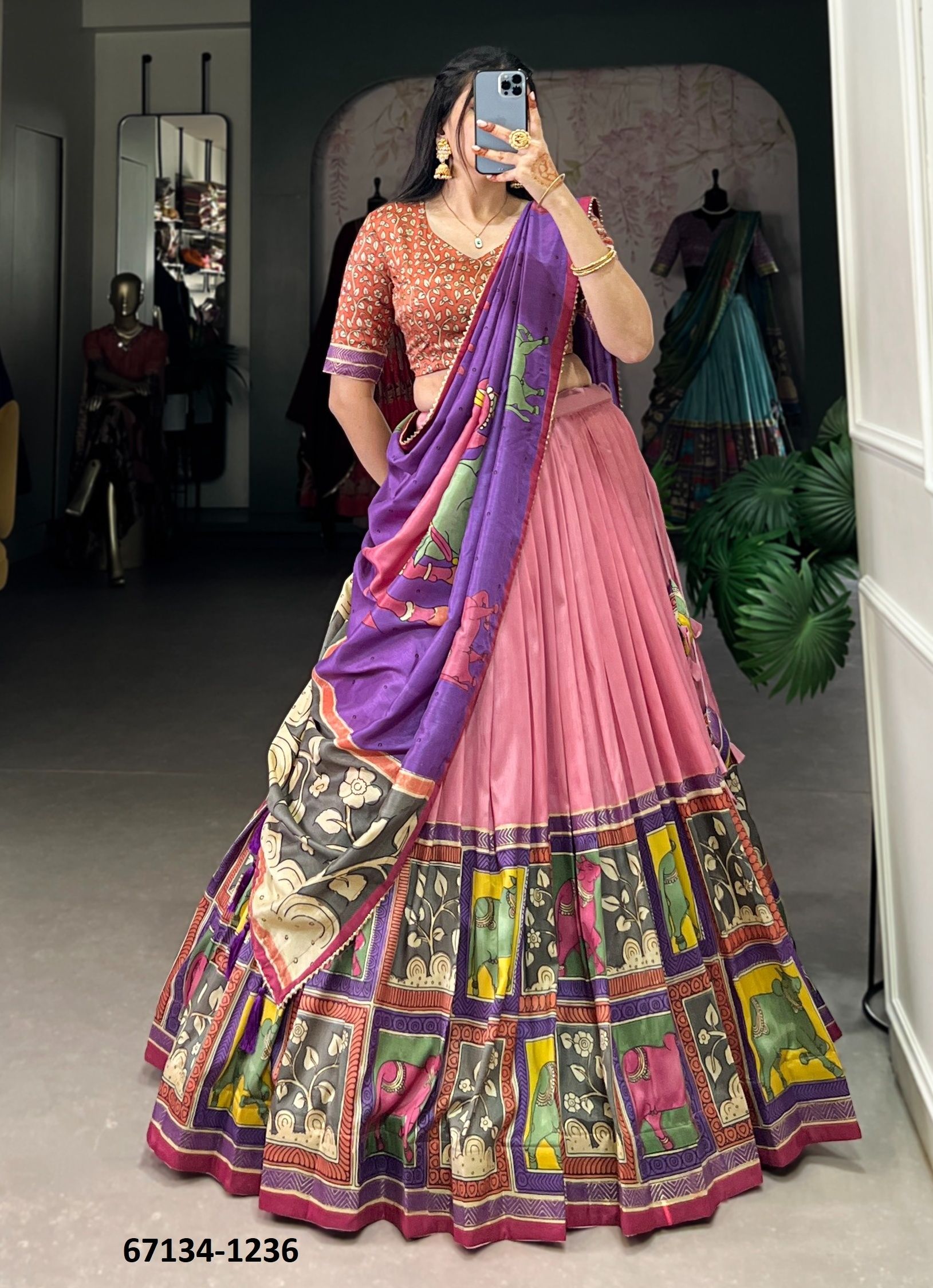 DESIGN 1235 - Catalog # 67134 (Set of 3 Semi-Stitched Lehengas)