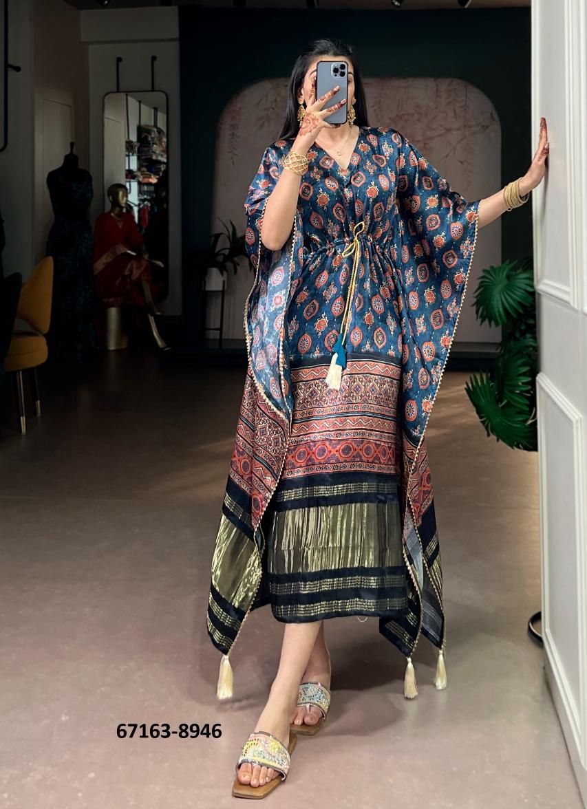 PURE GAJJI SILK KAFTAN COLLECTION 3 - Catalog # 67163 (Set of 10 Kaftans / Ponchos) PURE GAJJI SILK KAFTAN COLLECTION 3 - Catalog # 67163 (Set of 10 Kaftans / Ponchos)