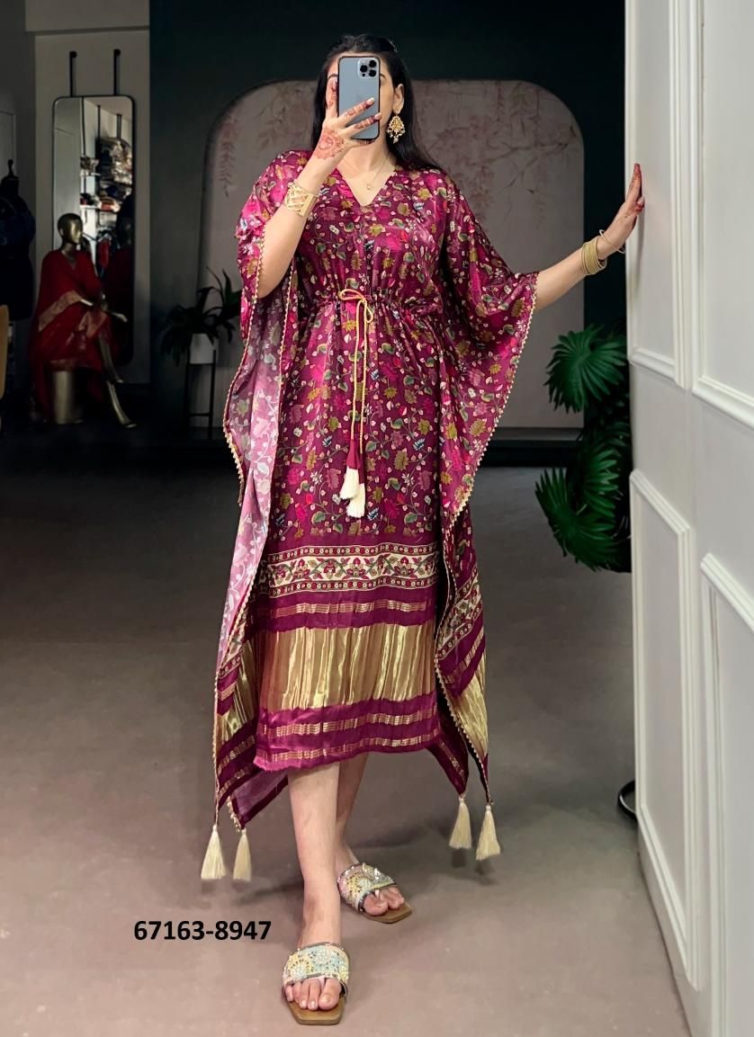 PURE GAJJI SILK KAFTAN COLLECTION 3 - Catalog # 67163 (Set of 10 Kaftans / Ponchos) PURE GAJJI SILK KAFTAN COLLECTION 3 - Catalog # 67163 (Set of 10 Kaftans / Ponchos)