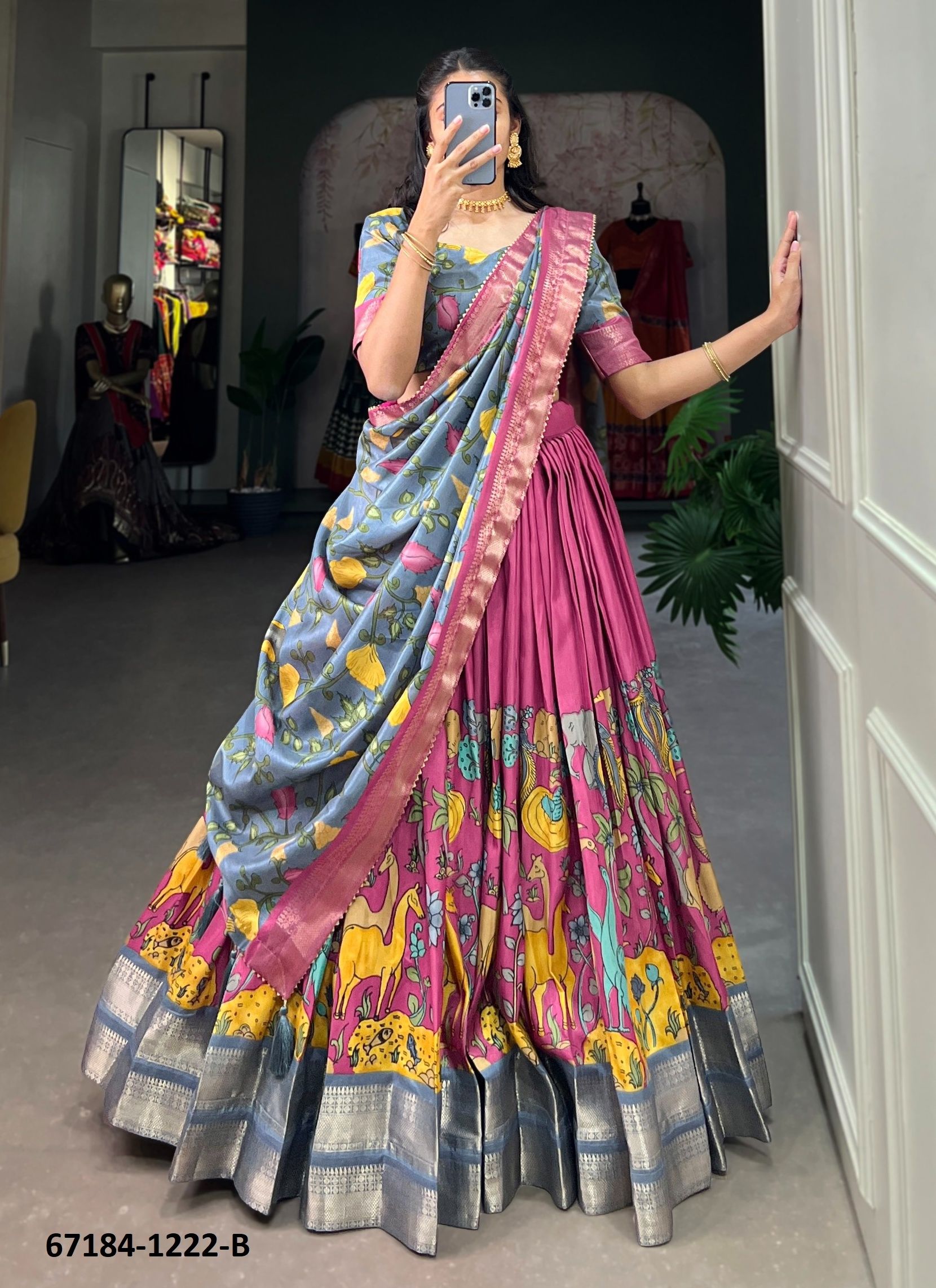 DESIGN 1222 - Catalog # 67184 (Set of 2 Semi-Stitched Lehengas)