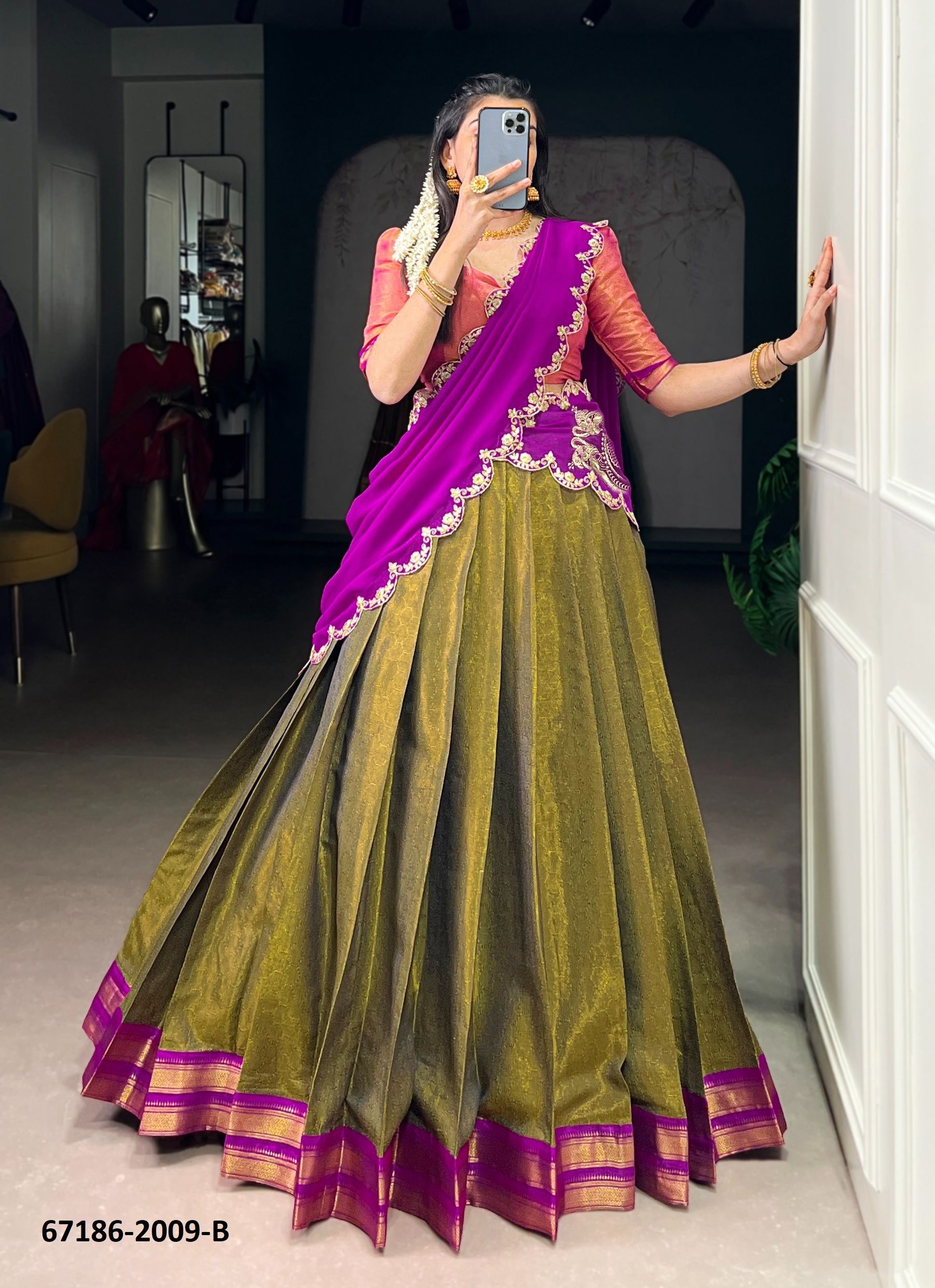 DESIGN 2009 - Catalog # 67186 (Set of 2 Semi-Stitched Lehengas)