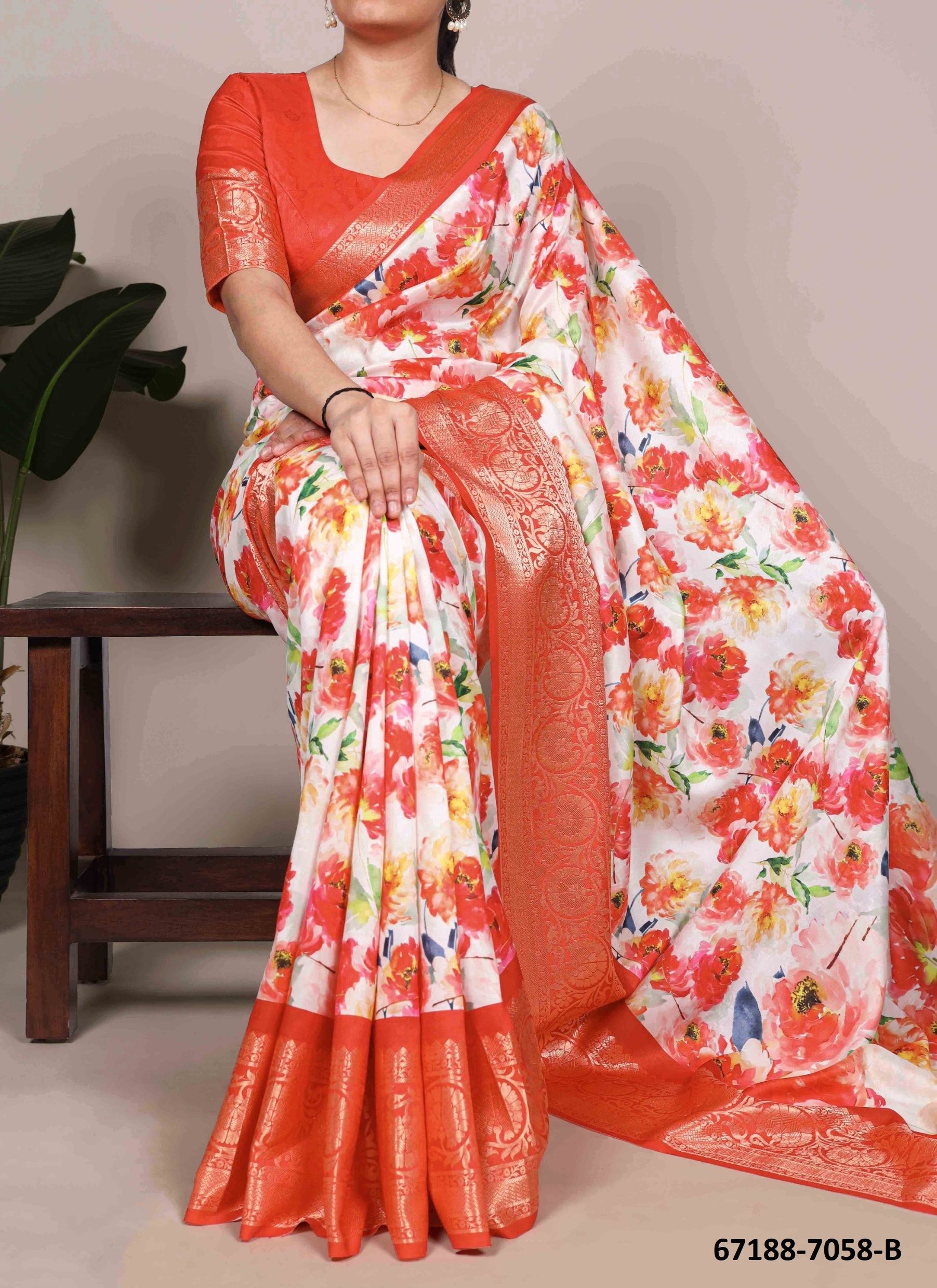 DESIGN 7058 - Catalog # 67188 (Set of 2 Sarees) DESIGN 7058 - Catalog # 67188 (Set of 2 Sarees)