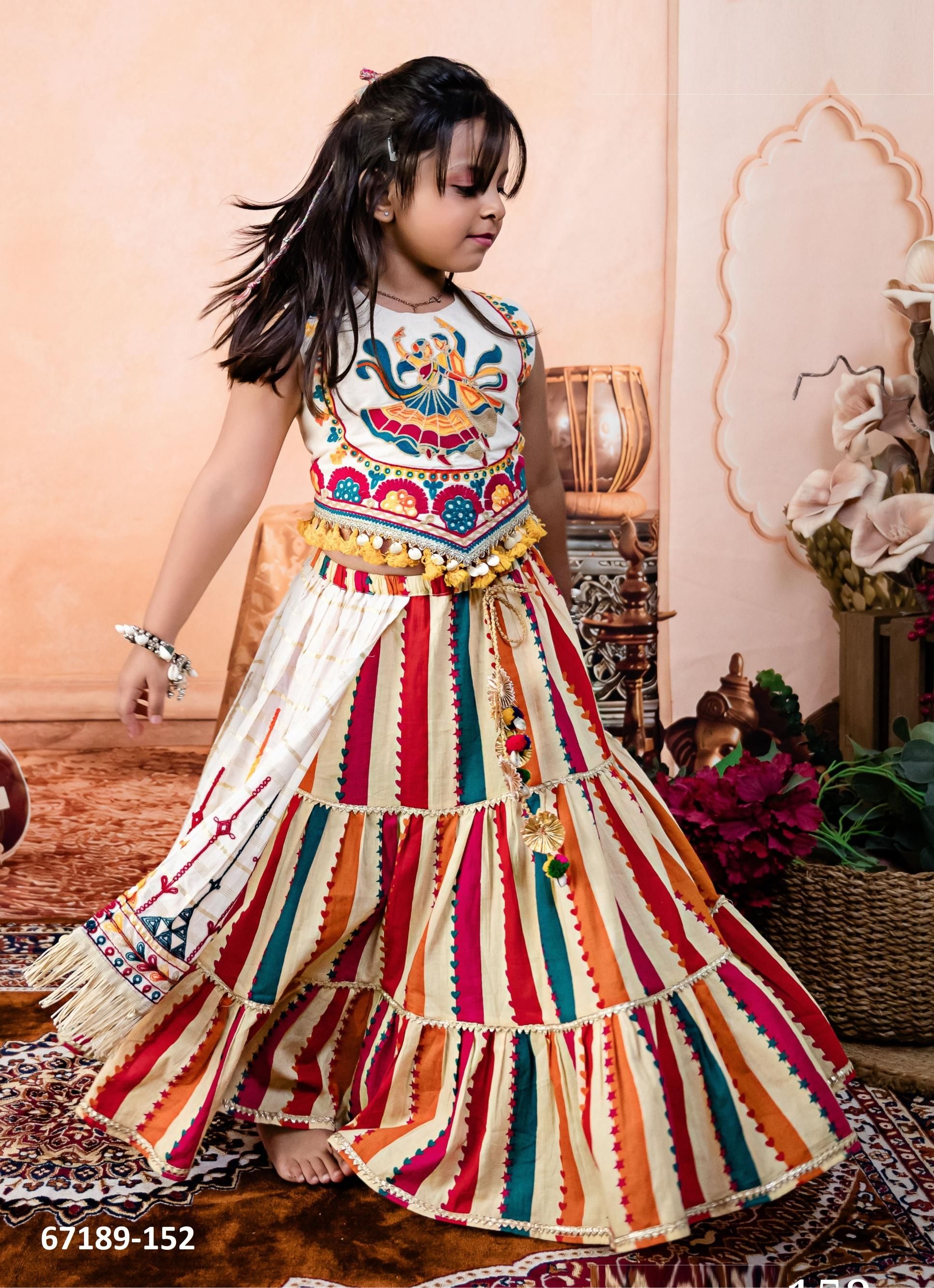 NAVRATRI SPECIAL KIDS LEHENGA CO-ORD SET 4 - Catalog # 67189 (Set of 8 Readymade Lehengas)