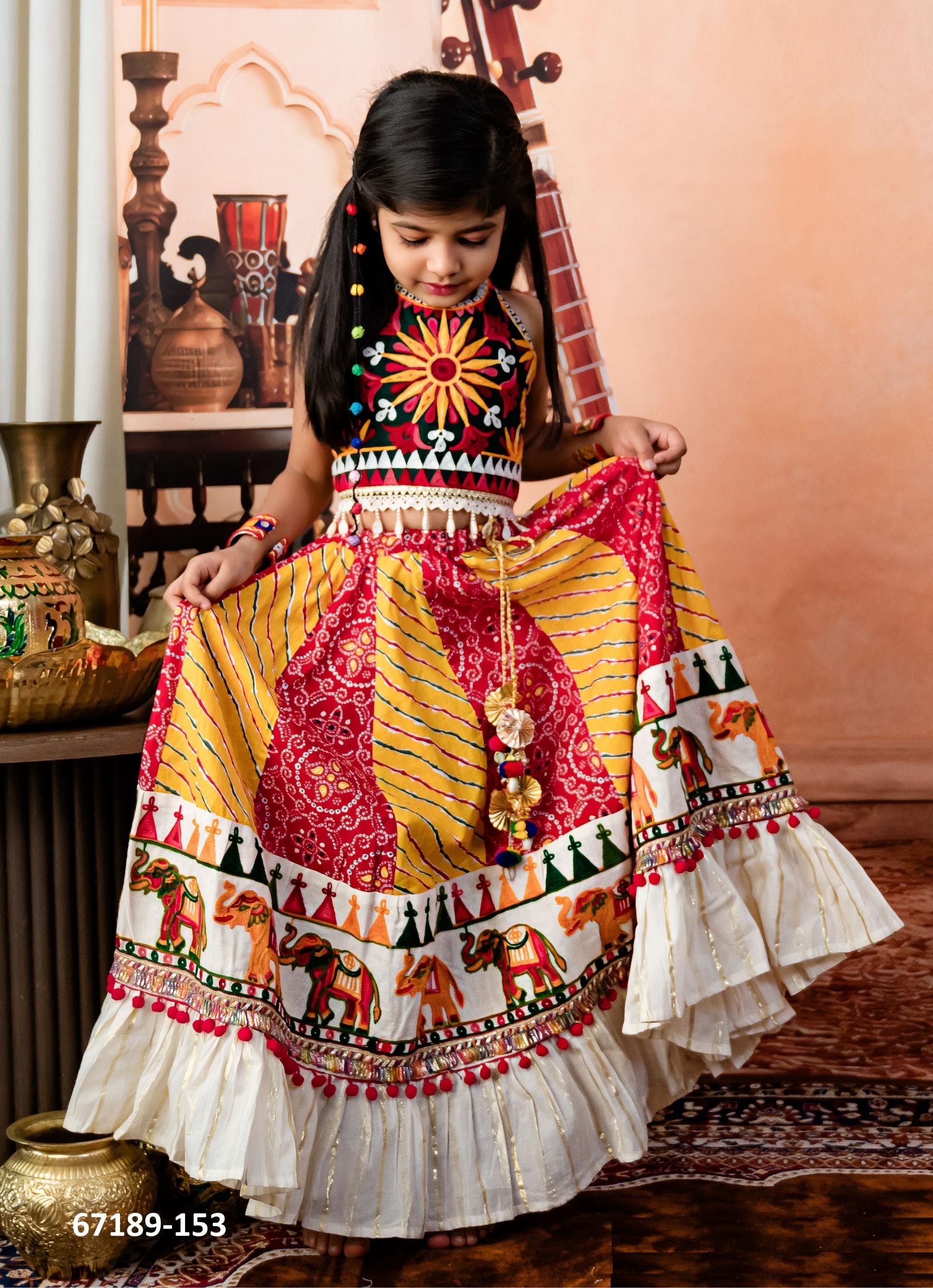 NAVRATRI SPECIAL KIDS LEHENGA CO-ORD SET 4 - Catalog # 67189 (Set of 8 Readymade Lehengas)