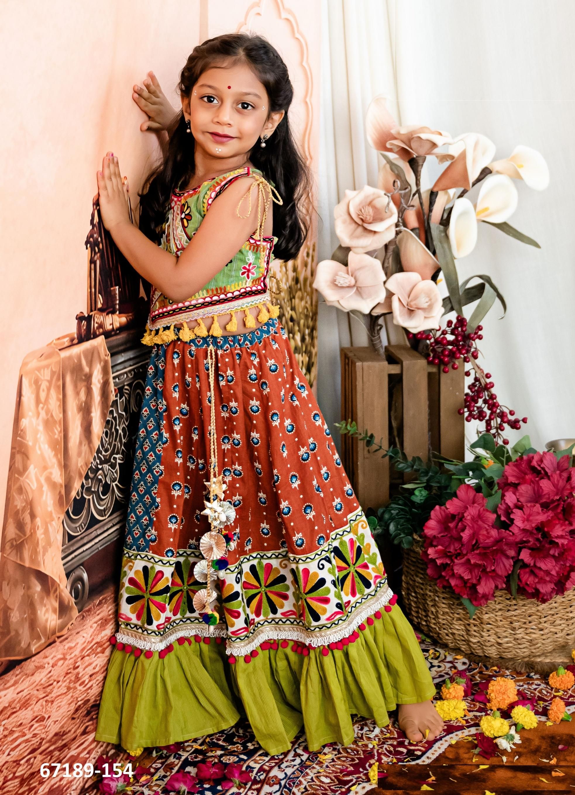 NAVRATRI SPECIAL KIDS LEHENGA CO-ORD SET 4 - Catalog # 67189 (Set of 8 Readymade Lehengas)