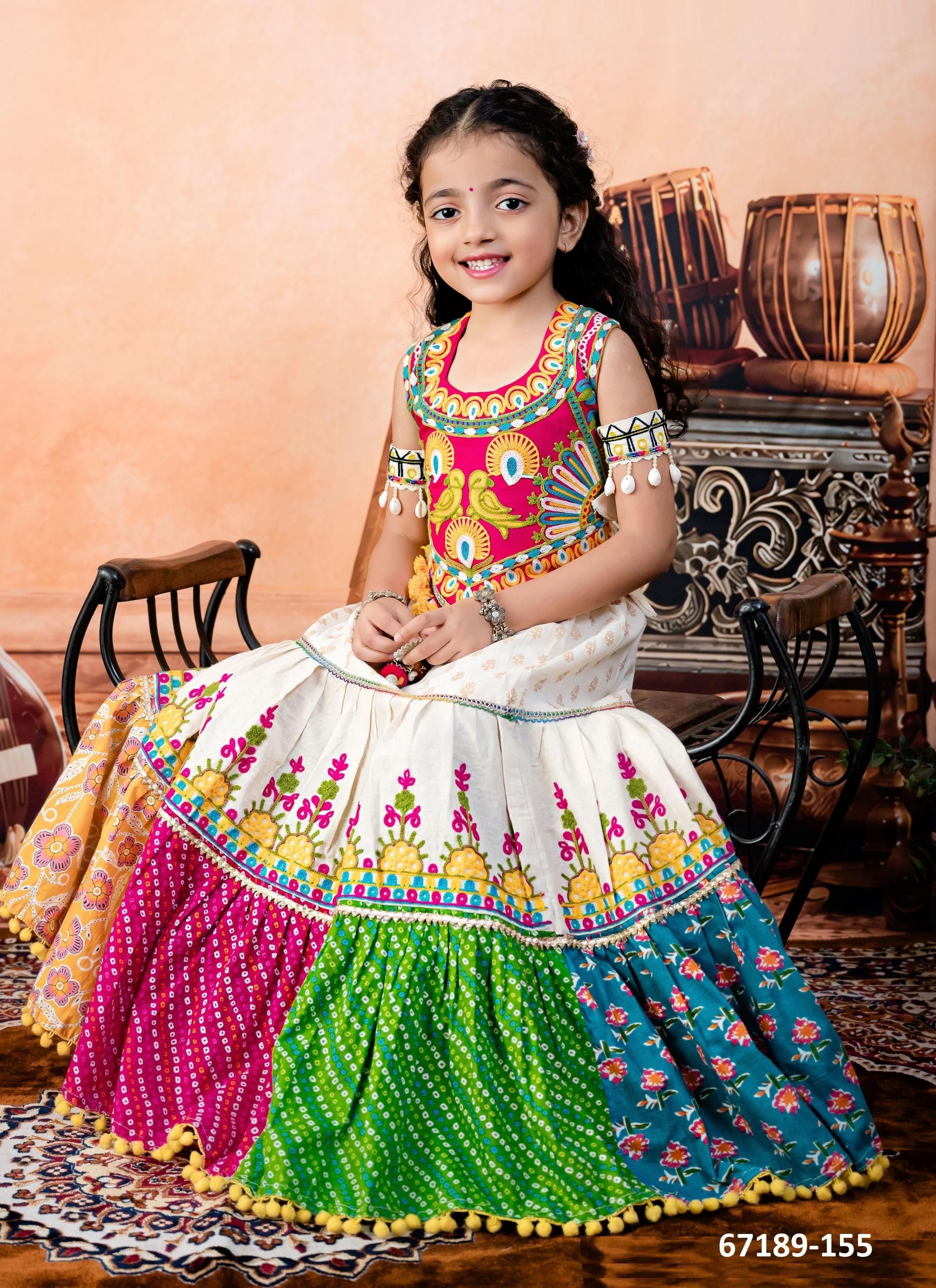 NAVRATRI SPECIAL KIDS LEHENGA CO-ORD SET 4 - Catalog # 67189 (Set of 8 Readymade Lehengas)