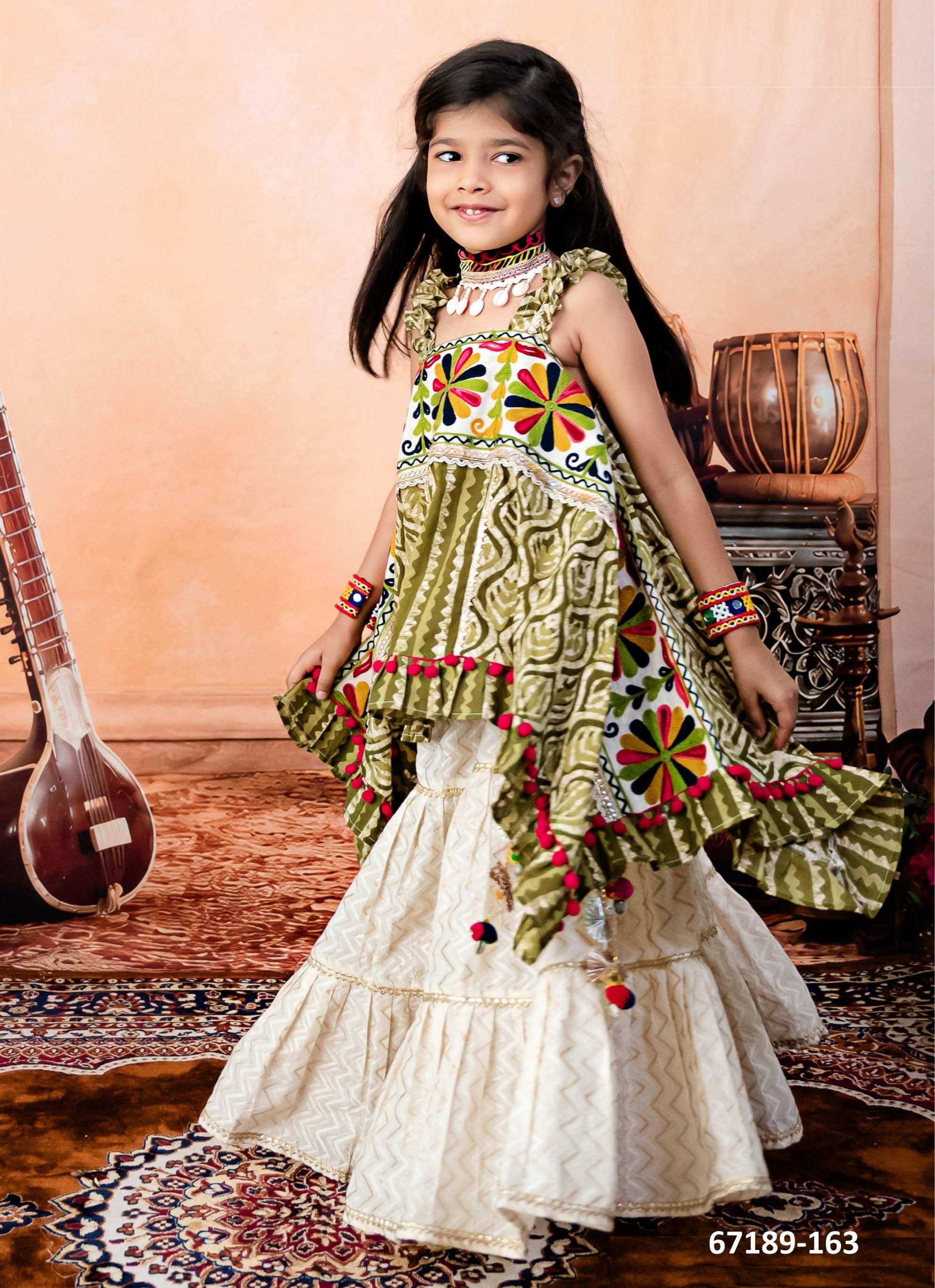 NAVRATRI SPECIAL KIDS LEHENGA CO-ORD SET 4 - Catalog # 67189 (Set of 8 Readymade Lehengas)