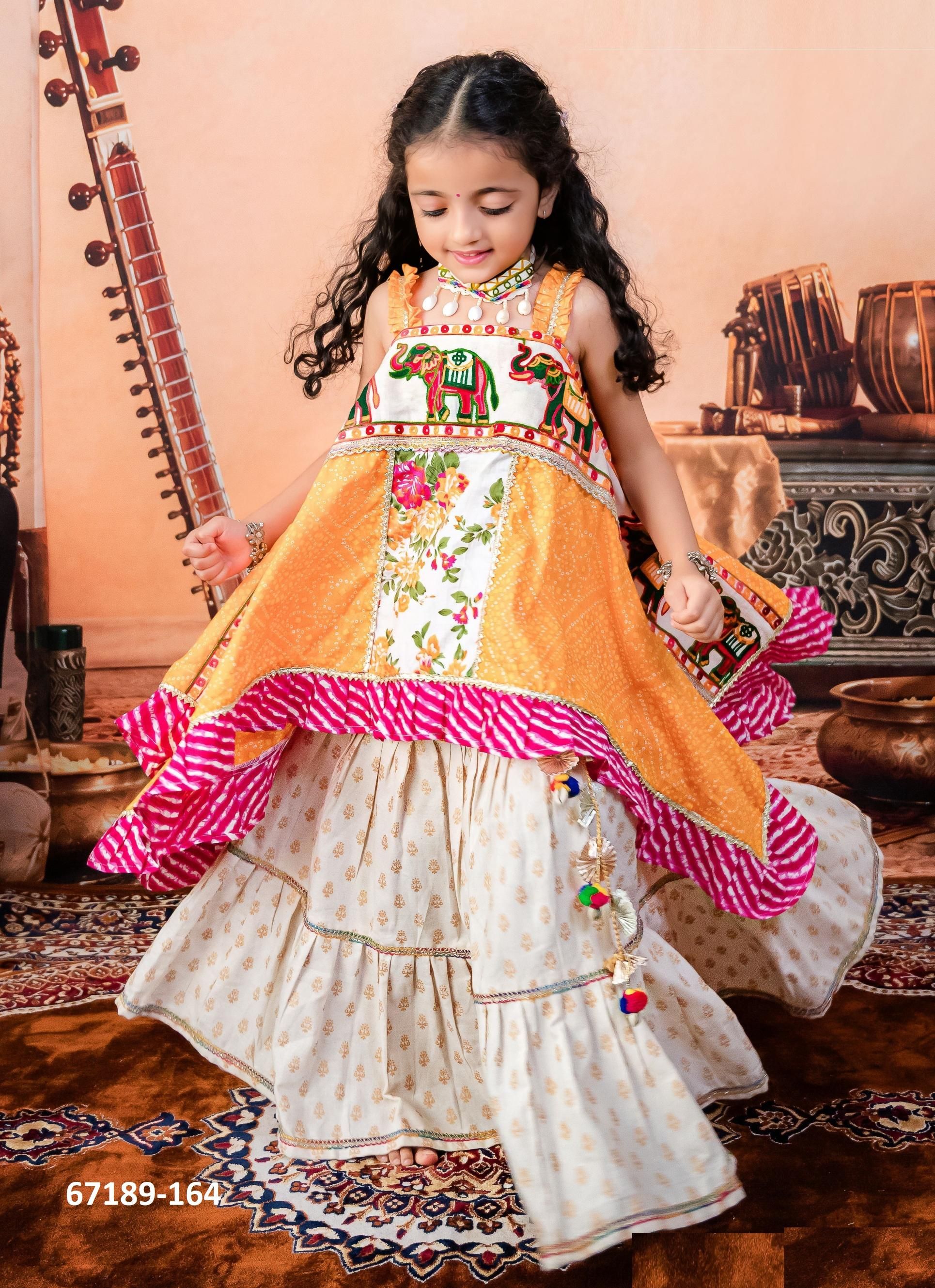 NAVRATRI SPECIAL KIDS LEHENGA CO-ORD SET 4 - Catalog # 67189 (Set of 8 Readymade Lehengas)