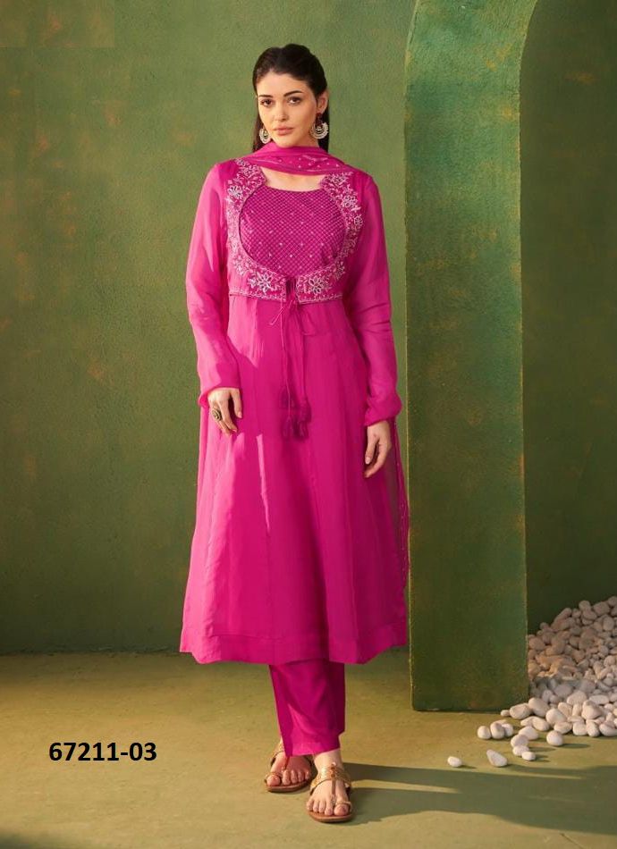 DESIGN 1-4 - Catalog # 67211 (Set of 4 Readymade Salwar Suits)