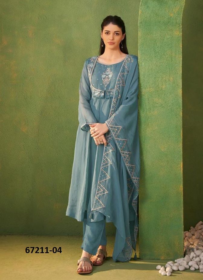 DESIGN 1-4 - Catalog # 67211 (Set of 4 Readymade Salwar Suits)