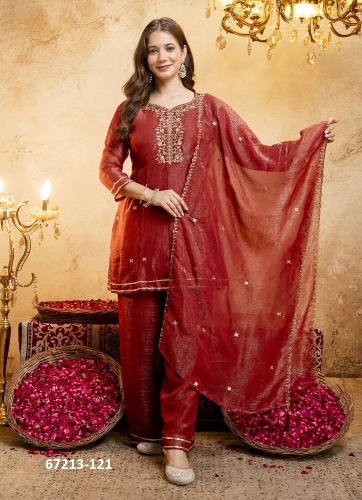 CRUNCHY SILK - Catalog # 67213 (Set of 4 Readymade Salwar Suits) CRUNCHY SILK - Catalog # 67213 (Set of 4 Readymade Salwar Suits)