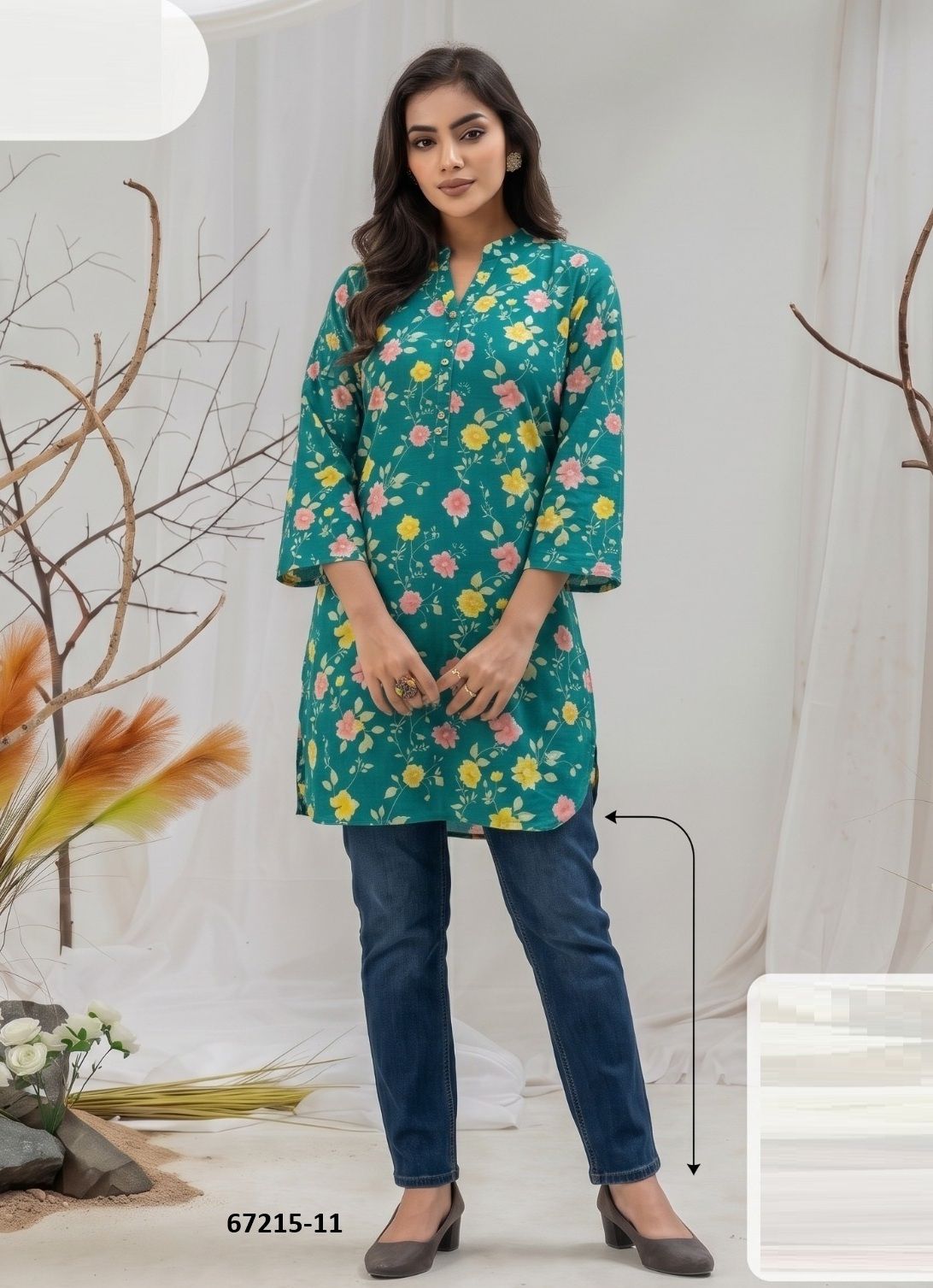 DESIGN 11 - Catalog # 67215 (Set of 7 Readymade Women's Kurtis / Tops) DESIGN 11 - Catalog # 67215 (Set of 7 Readymade Women's Kurtis / Tops)