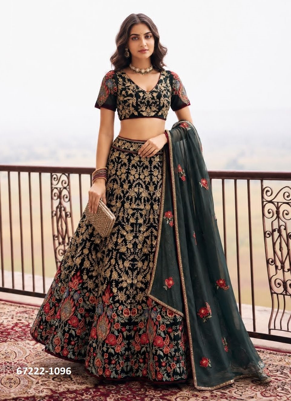 DESIGN 1095 - Catalog # 67222 (Set of 9 Semi-Stitched Lehengas) DESIGN 1095 - Catalog # 67222 (Set of 9 Semi-Stitched Lehengas)