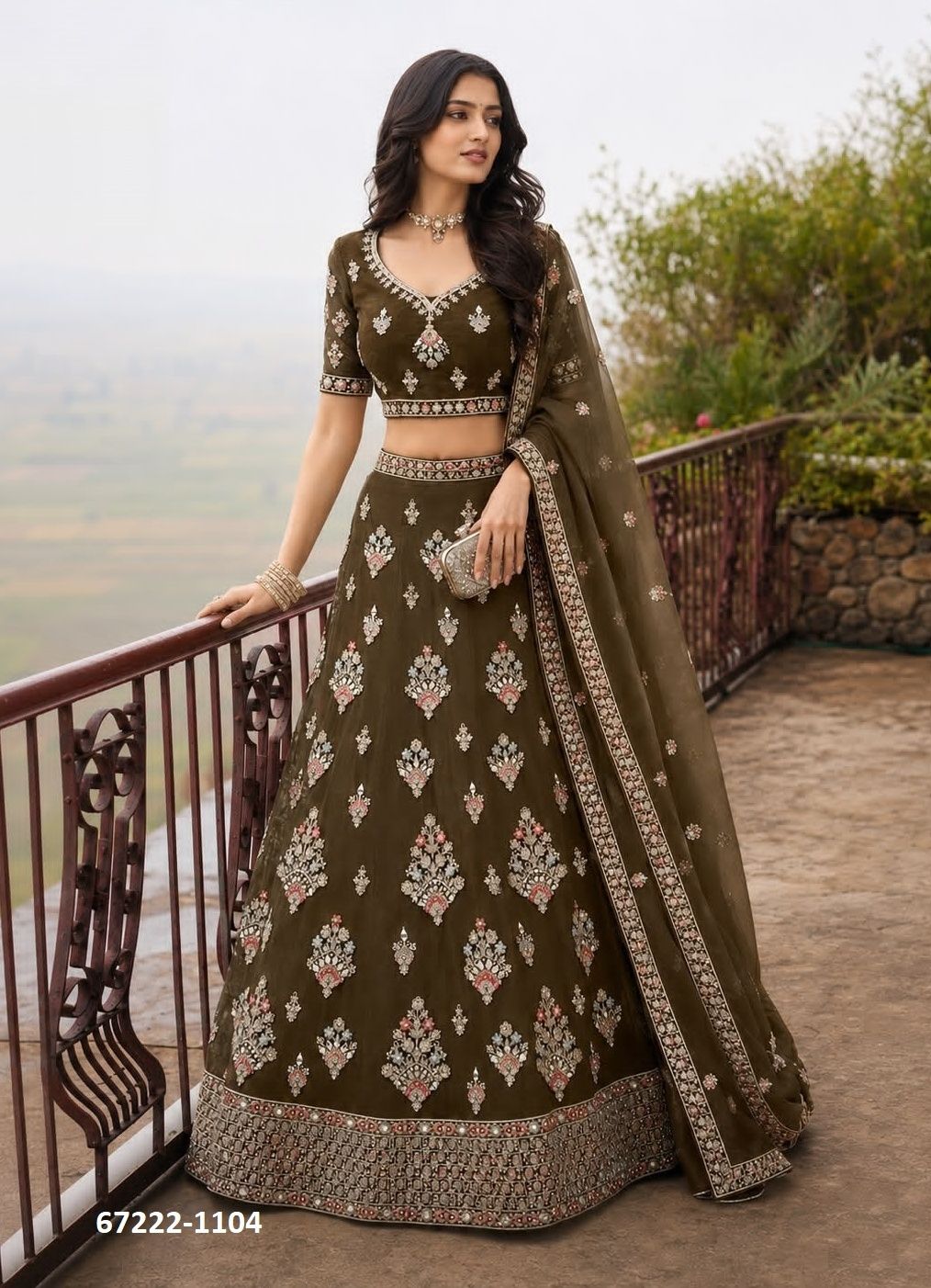 DESIGN 1095 - Catalog # 67222 (Set of 9 Semi-Stitched Lehengas) DESIGN 1095 - Catalog # 67222 (Set of 9 Semi-Stitched Lehengas)