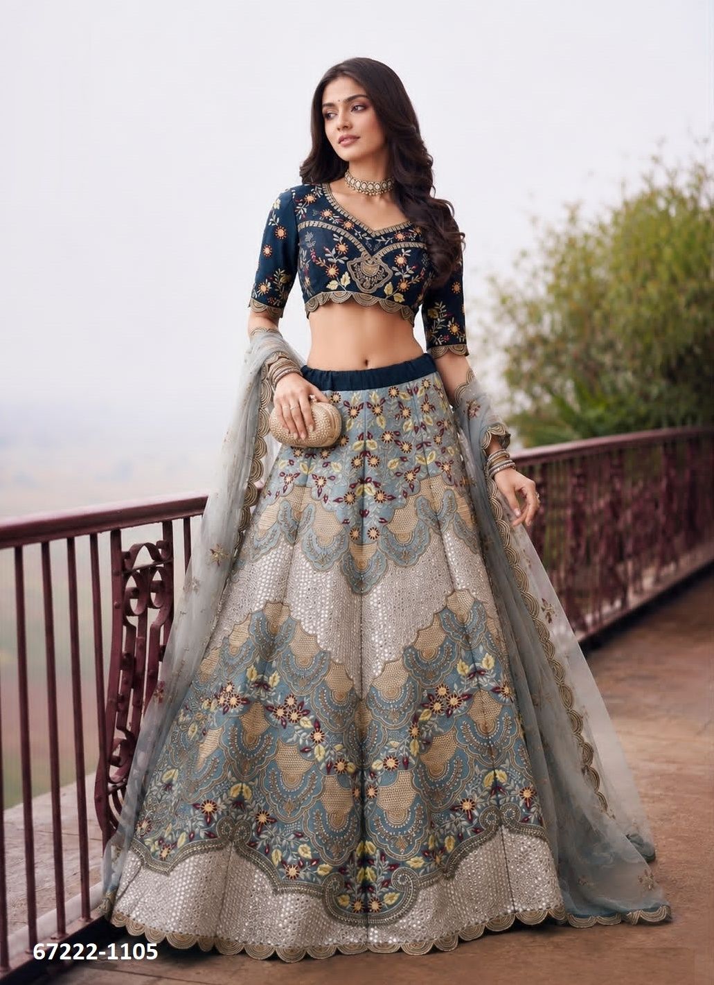 DESIGN 1095 - Catalog # 67222 (Set of 9 Semi-Stitched Lehengas) DESIGN 1095 - Catalog # 67222 (Set of 9 Semi-Stitched Lehengas)