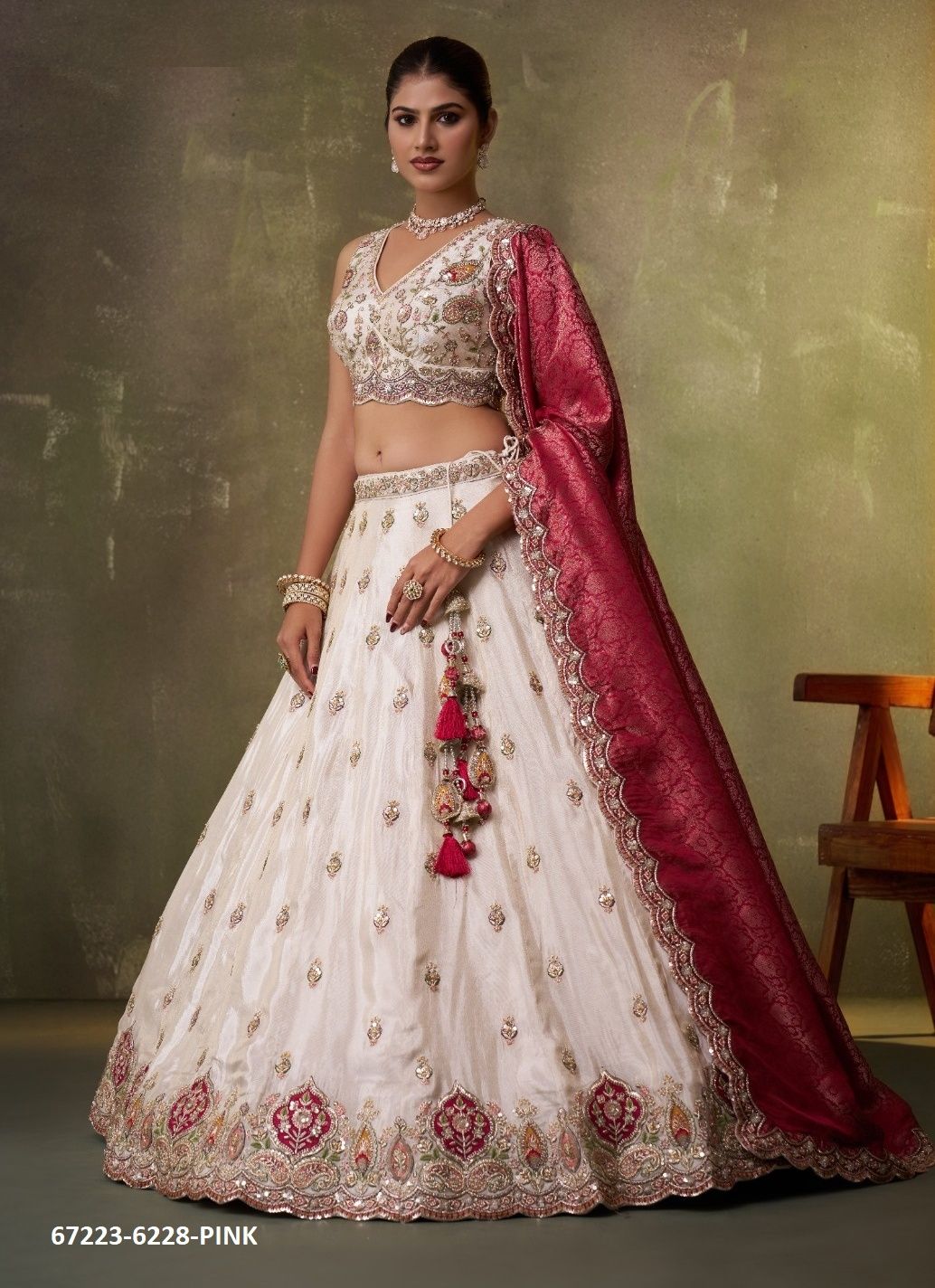 DESIGN 6228 - Catalog # 67223 (Set of 3 Semi-Stitched Lehengas) DESIGN 6228 - Catalog # 67223 (Set of 3 Semi-Stitched Lehengas)