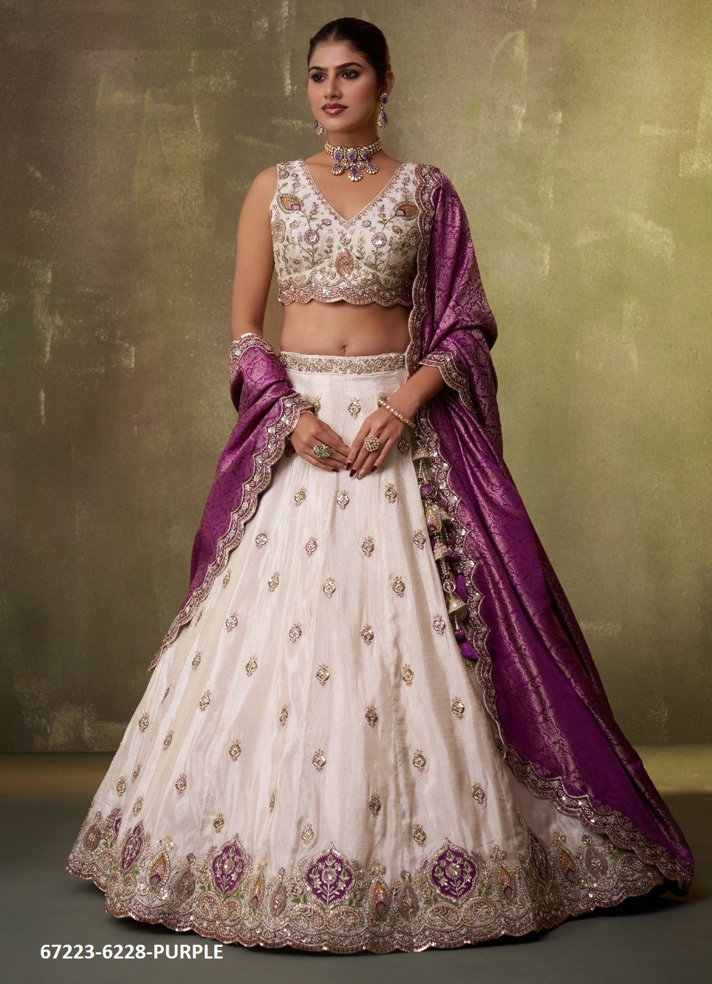 DESIGN 6228 - Catalog # 67223 (Set of 3 Semi-Stitched Lehengas) DESIGN 6228 - Catalog # 67223 (Set of 3 Semi-Stitched Lehengas)