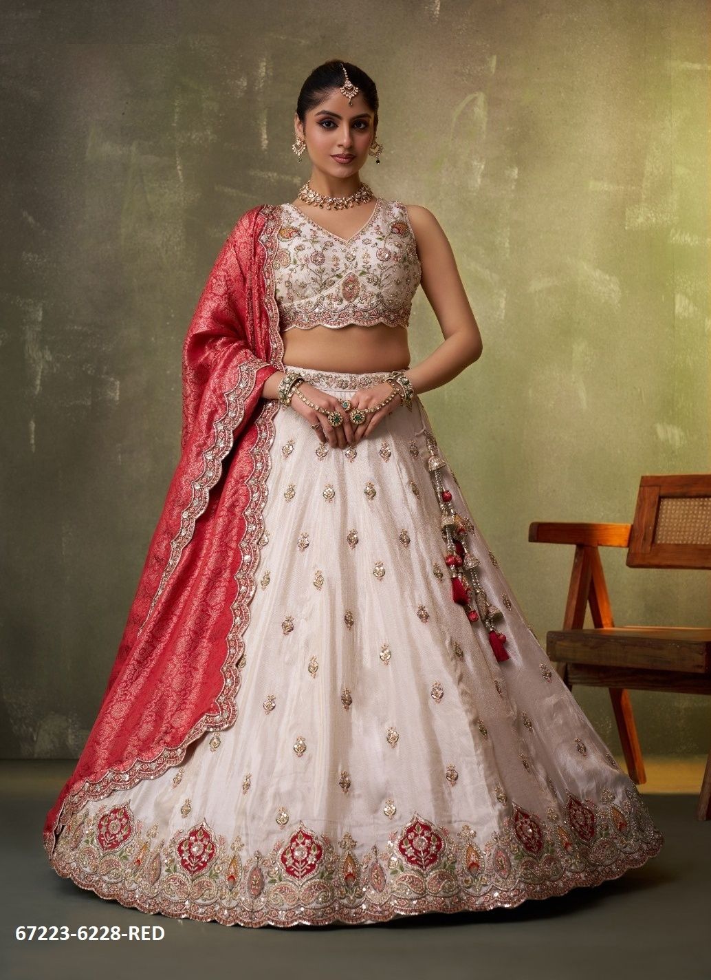 DESIGN 6228 - Catalog # 67223 (Set of 3 Semi-Stitched Lehengas) DESIGN 6228 - Catalog # 67223 (Set of 3 Semi-Stitched Lehengas)