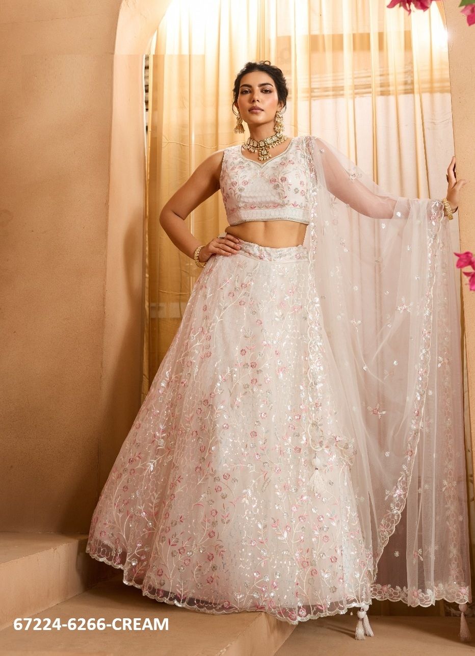 DESIGN 6266 - Catalog # 67224 (Set of 4 Semi-Stitched Lehengas) DESIGN 6266 - Catalog # 67224 (Set of 4 Semi-Stitched Lehengas)