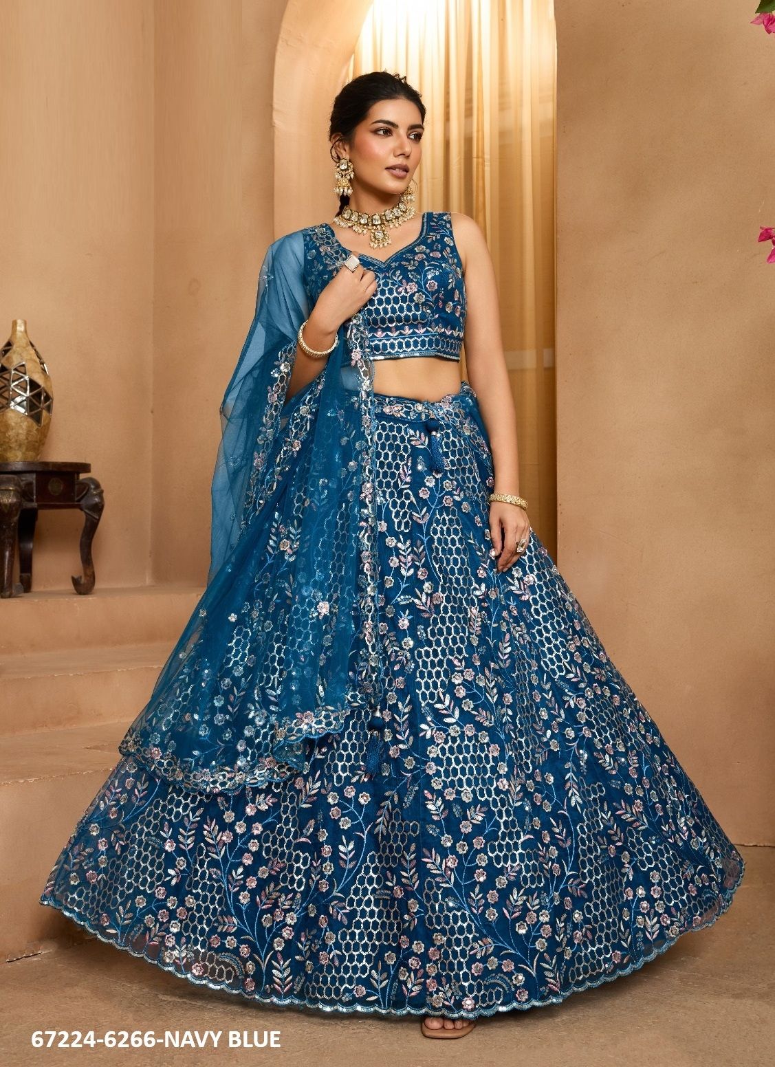DESIGN 6266 - Catalog # 67224 (Set of 4 Semi-Stitched Lehengas) DESIGN 6266 - Catalog # 67224 (Set of 4 Semi-Stitched Lehengas)