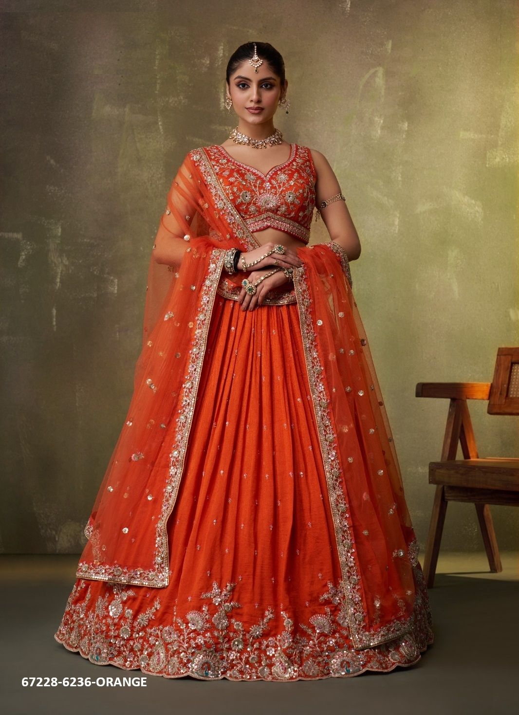 DESIGN 6236 - Catalog # 67228 (Set of 4 Semi-Stitched Lehengas) DESIGN 6236 - Catalog # 67228 (Set of 4 Semi-Stitched Lehengas)