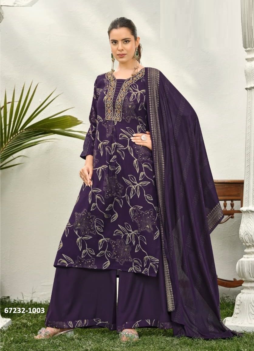 HARLEEN - Catalog # 67232 (Set of 6 Readymade Salwar Suits)