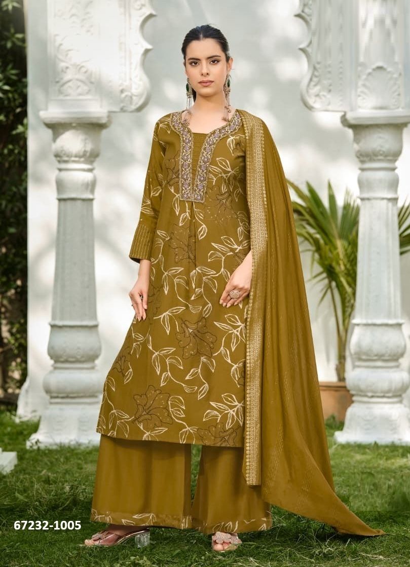HARLEEN - Catalog # 67232 (Set of 6 Readymade Salwar Suits)