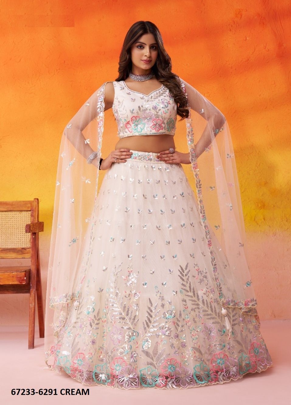 DESIGN 6291 - Catalog # 67233 (Set of 3 Semi-Stitched Lehengas) DESIGN 6291 - Catalog # 67233 (Set of 3 Semi-Stitched Lehengas)
