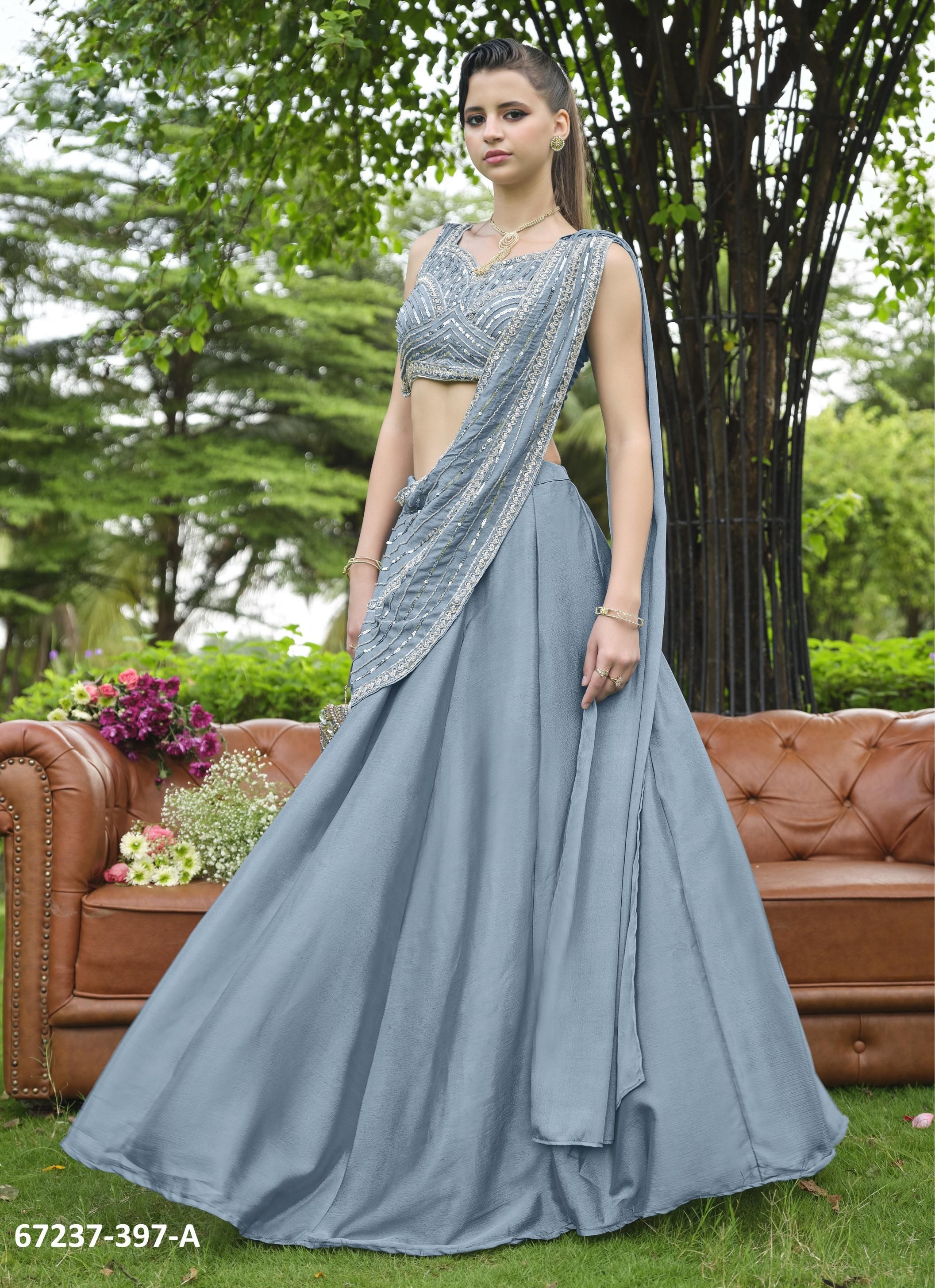 DESIGN 287 - Catalog # 67237 (Set of 6 Semi-Stitched Lehengas) DESIGN 287 - Catalog # 67237 (Set of 6 Semi-Stitched Lehengas)