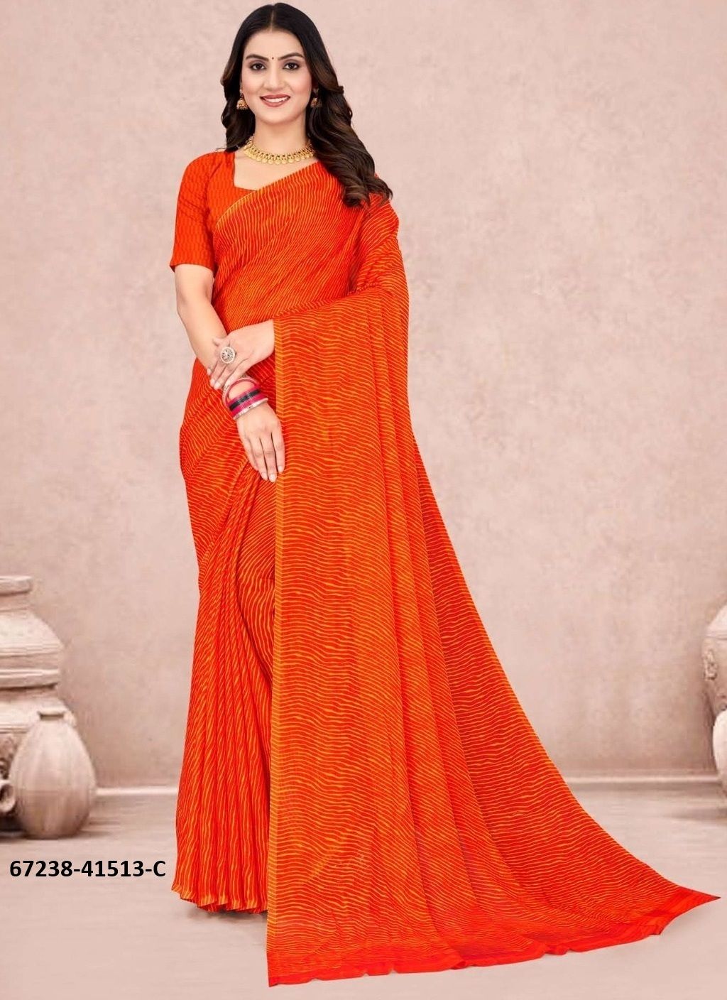 SUPER STAR CHIFFON LEHERIYA 13 - Catalog # 67238 (Set of 6 Sarees) SUPER STAR CHIFFON LEHERIYA 13 - Catalog # 67238 (Set of 6 Sarees)