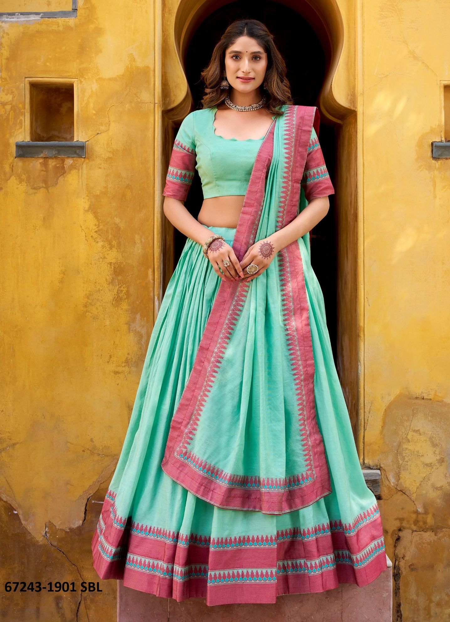 SUMATHI 1901 - Catalog # 67243 (Set of 4 Semi-Stitched Lehengas) SUMATHI 1901 - Catalog # 67243 (Set of 4 Semi-Stitched Lehengas)