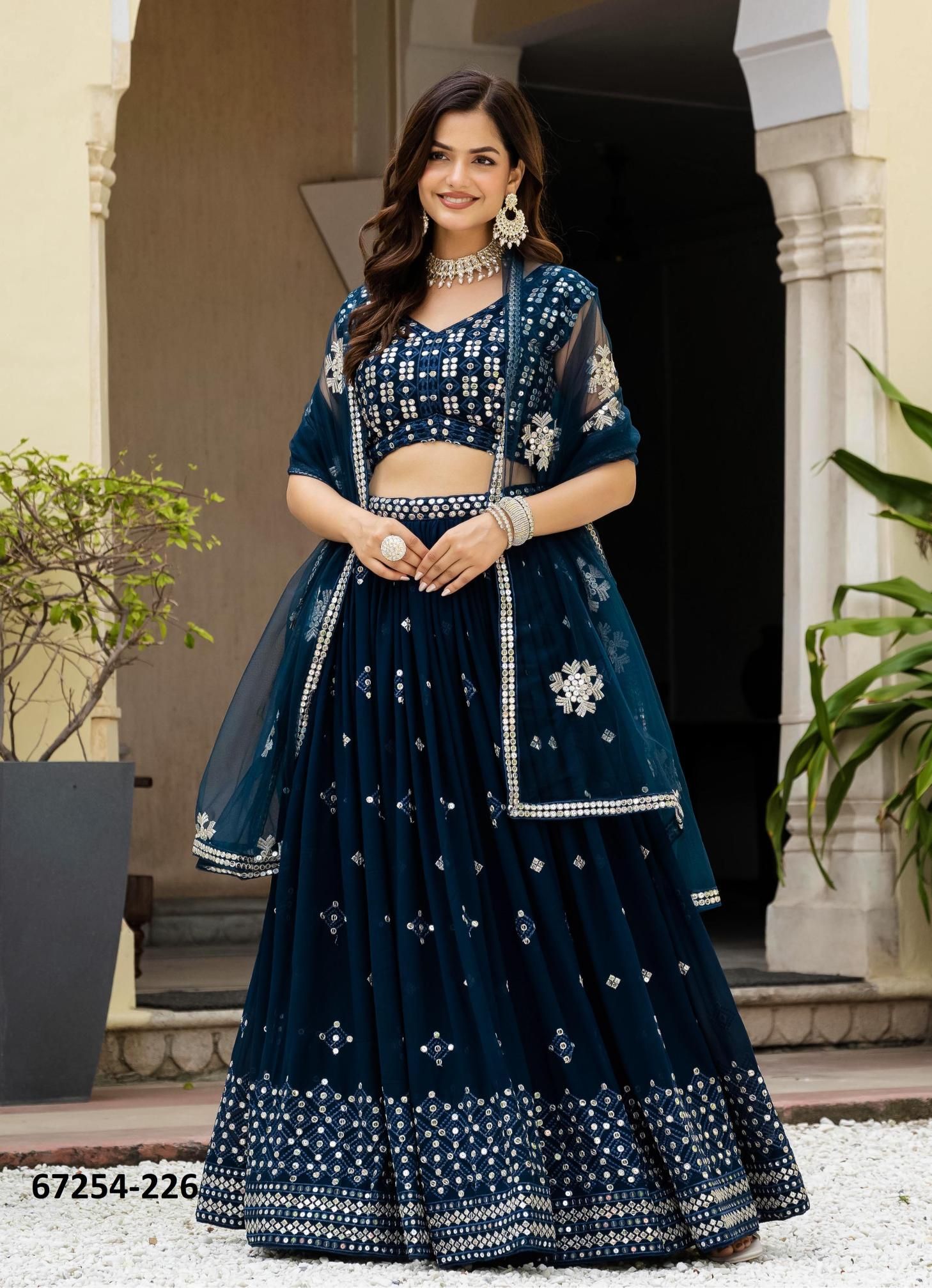 DESIGN 221 - Catalog # 67254 (Set of 7 Semi-Stitched Lehengas) DESIGN 221 - Catalog # 67254 (Set of 7 Semi-Stitched Lehengas)