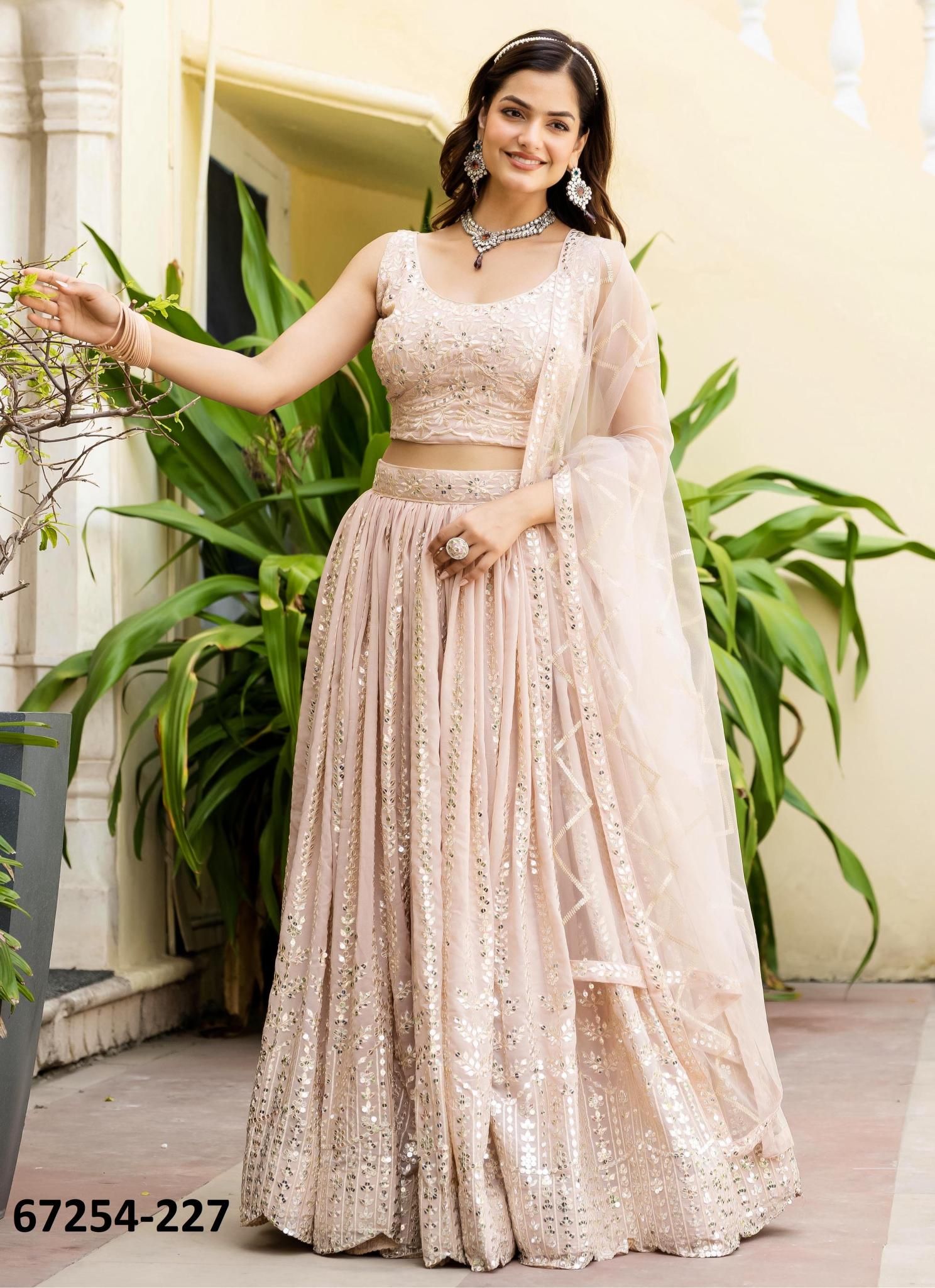 DESIGN 221 - Catalog # 67254 (Set of 7 Semi-Stitched Lehengas) DESIGN 221 - Catalog # 67254 (Set of 7 Semi-Stitched Lehengas)