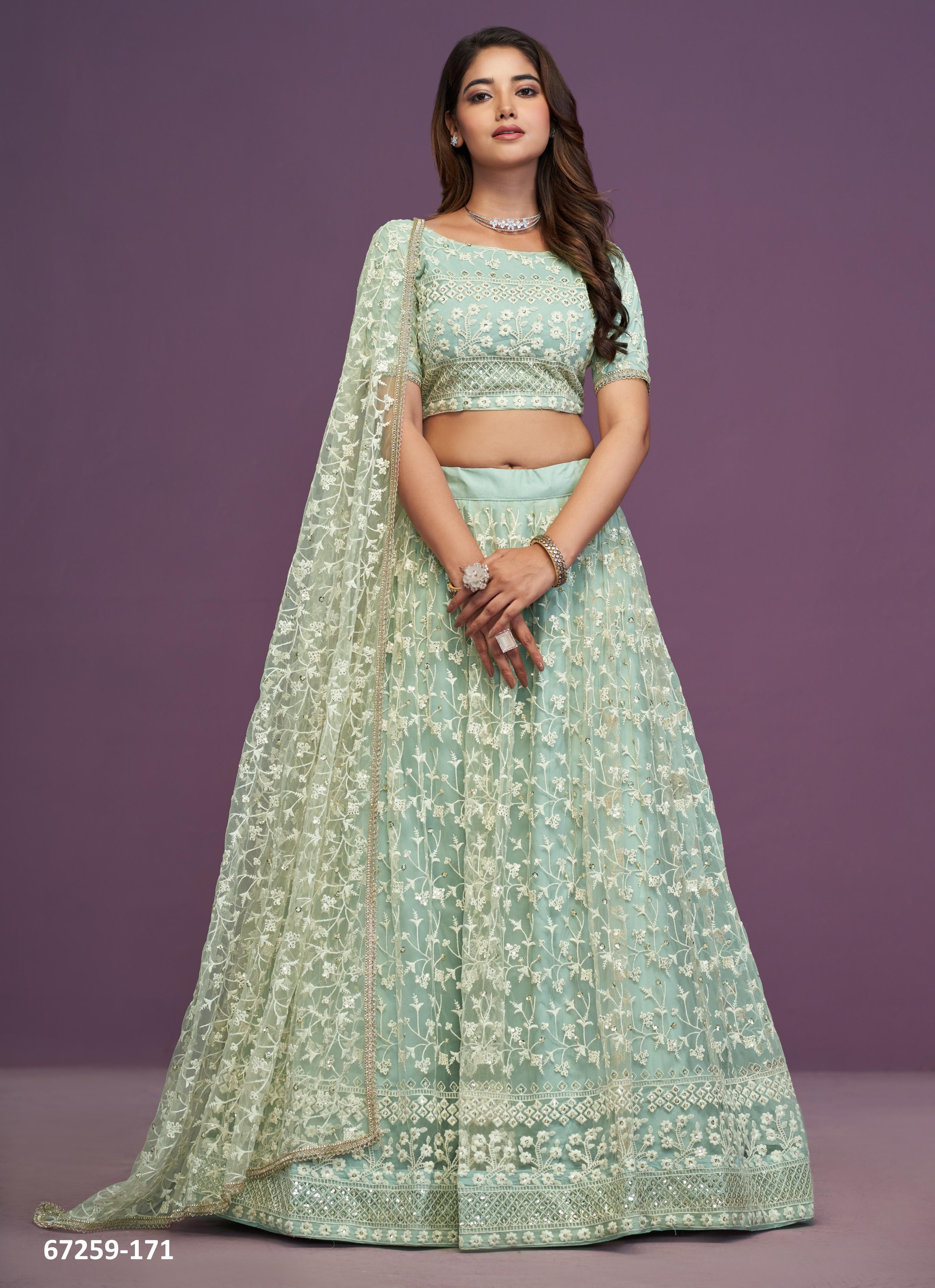 DESIGN 165 - Catalog # 67259 (Set of 8 Semi-Stitched Lehengas) DESIGN 165 - Catalog # 67259 (Set of 8 Semi-Stitched Lehengas)