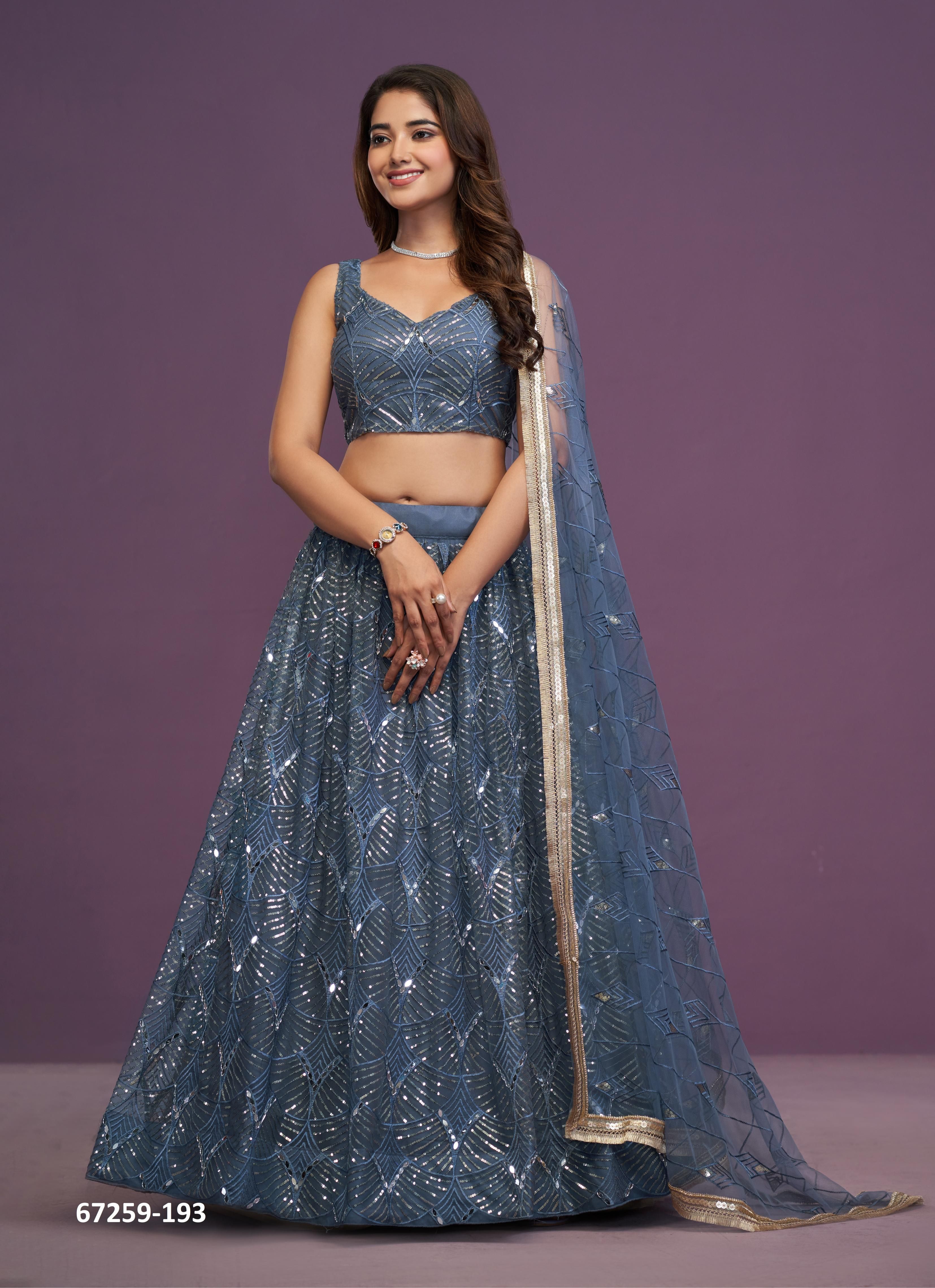 DESIGN 165 - Catalog # 67259 (Set of 8 Semi-Stitched Lehengas) DESIGN 165 - Catalog # 67259 (Set of 8 Semi-Stitched Lehengas)
