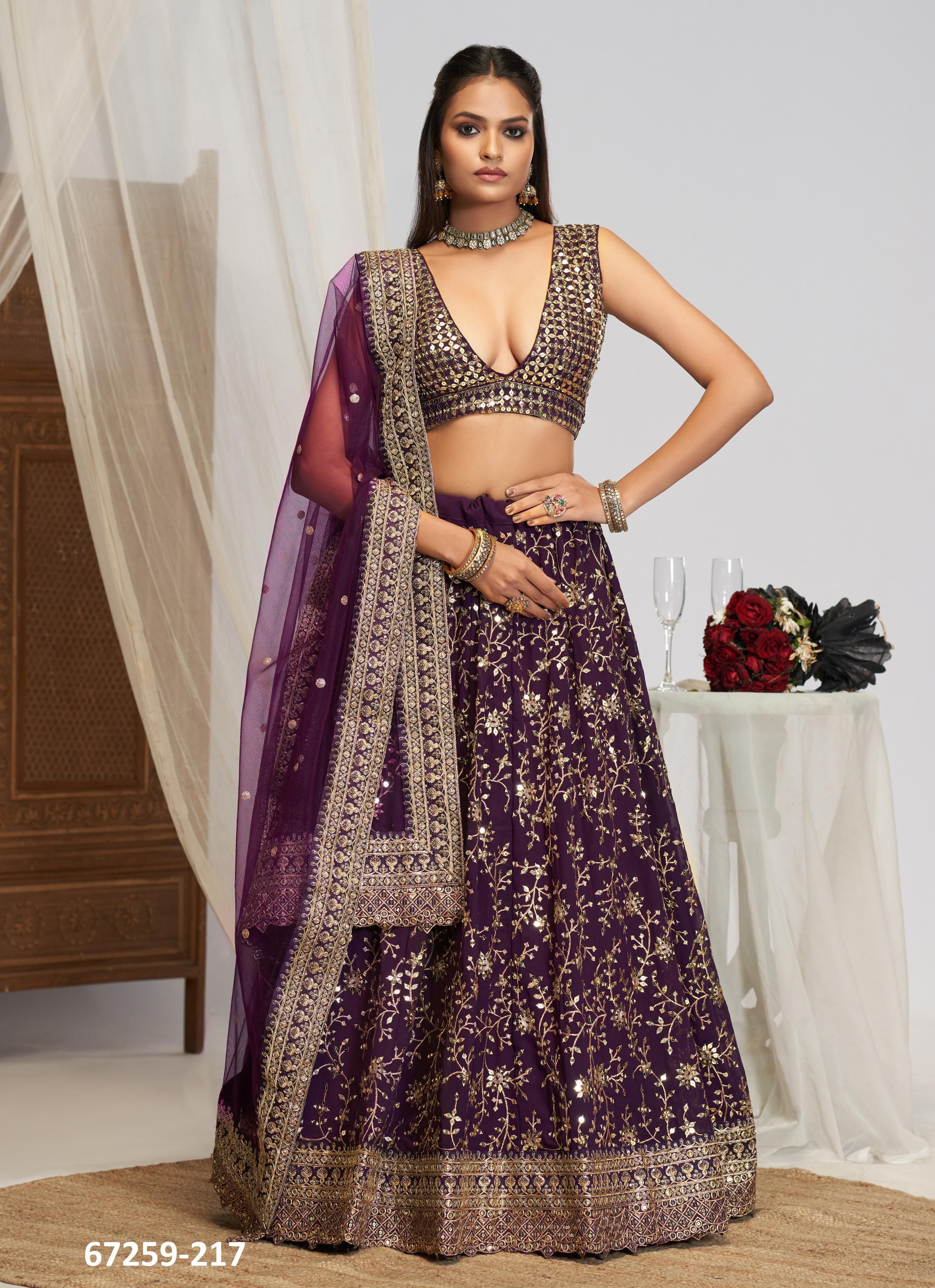 DESIGN 165 - Catalog # 67259 (Set of 8 Semi-Stitched Lehengas) DESIGN 165 - Catalog # 67259 (Set of 8 Semi-Stitched Lehengas)