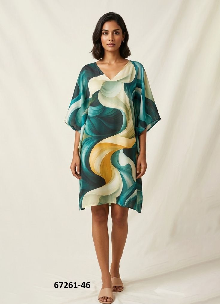 COTTON FEEL KURTI 6 - Catalog # 67261 (Set of 8 Kaftans / Ponchos)