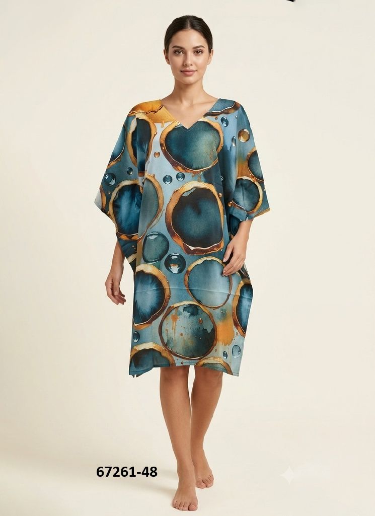 COTTON FEEL KURTI 6 - Catalog # 67261 (Set of 8 Kaftans / Ponchos)