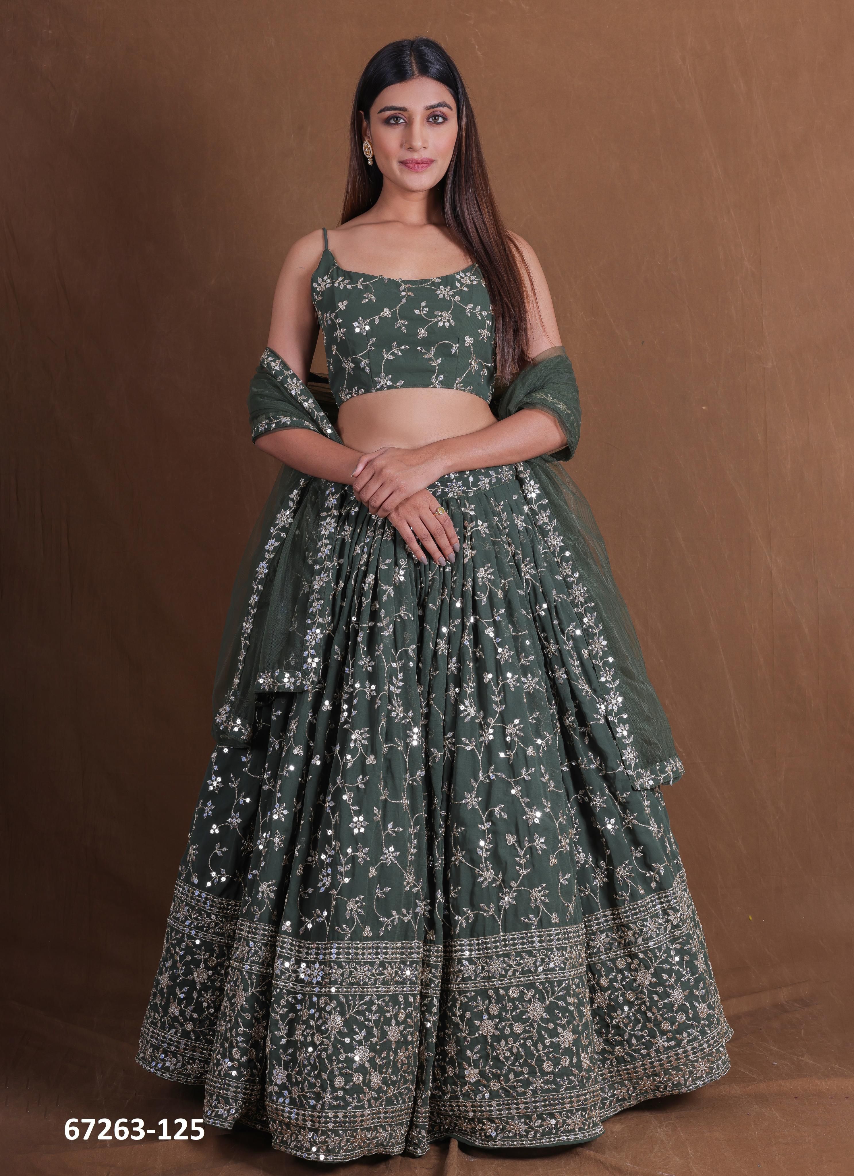 DESIGN 125 - Catalog # 67263 (Set of 8 Semi-Stitched Lehengas) DESIGN 125 - Catalog # 67263 (Set of 8 Semi-Stitched Lehengas)